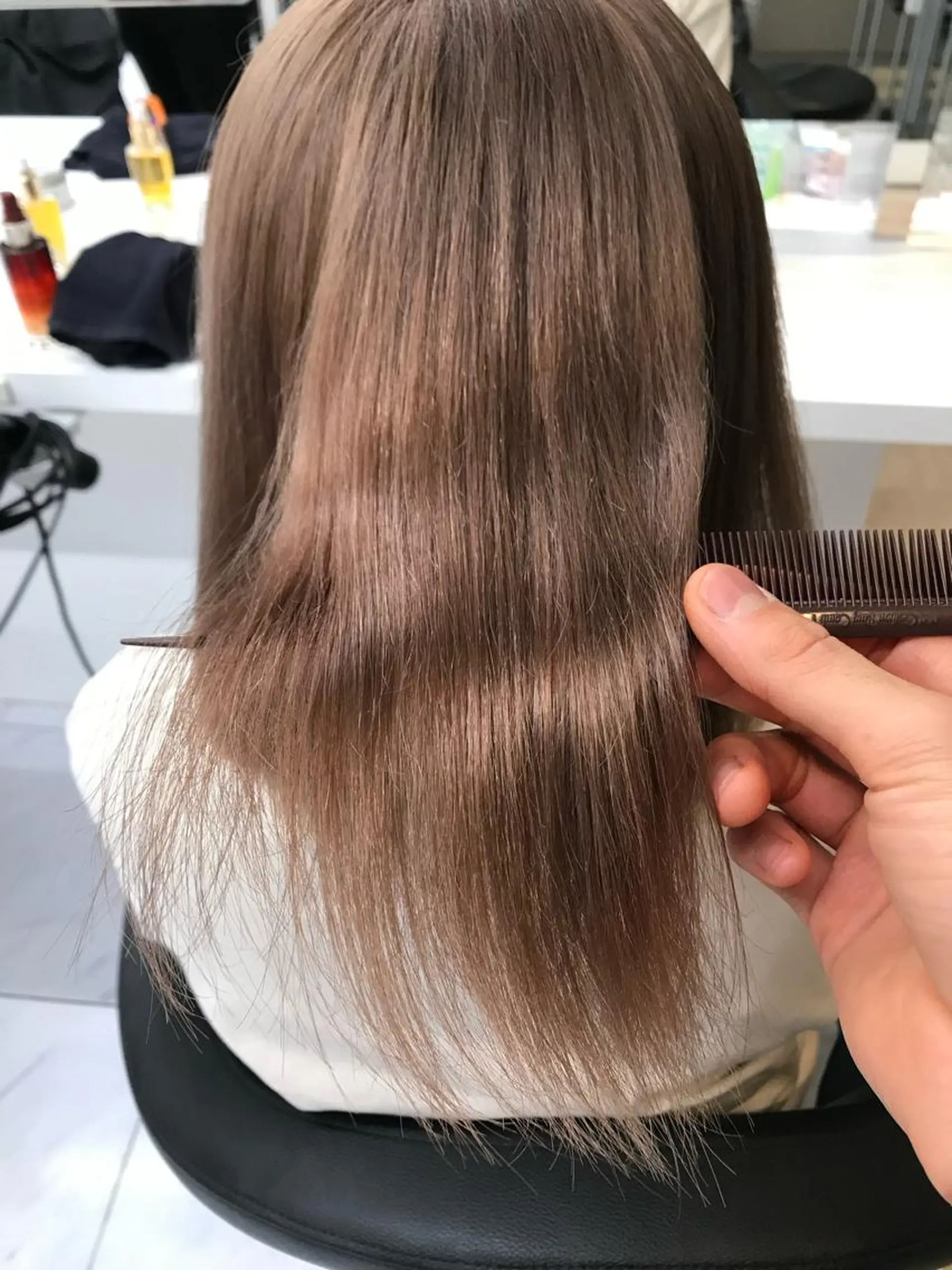 ミディアム カラー トリートメント ブリーチ縮毛矯正 ／髪質改善／KEIのヘアスタイル