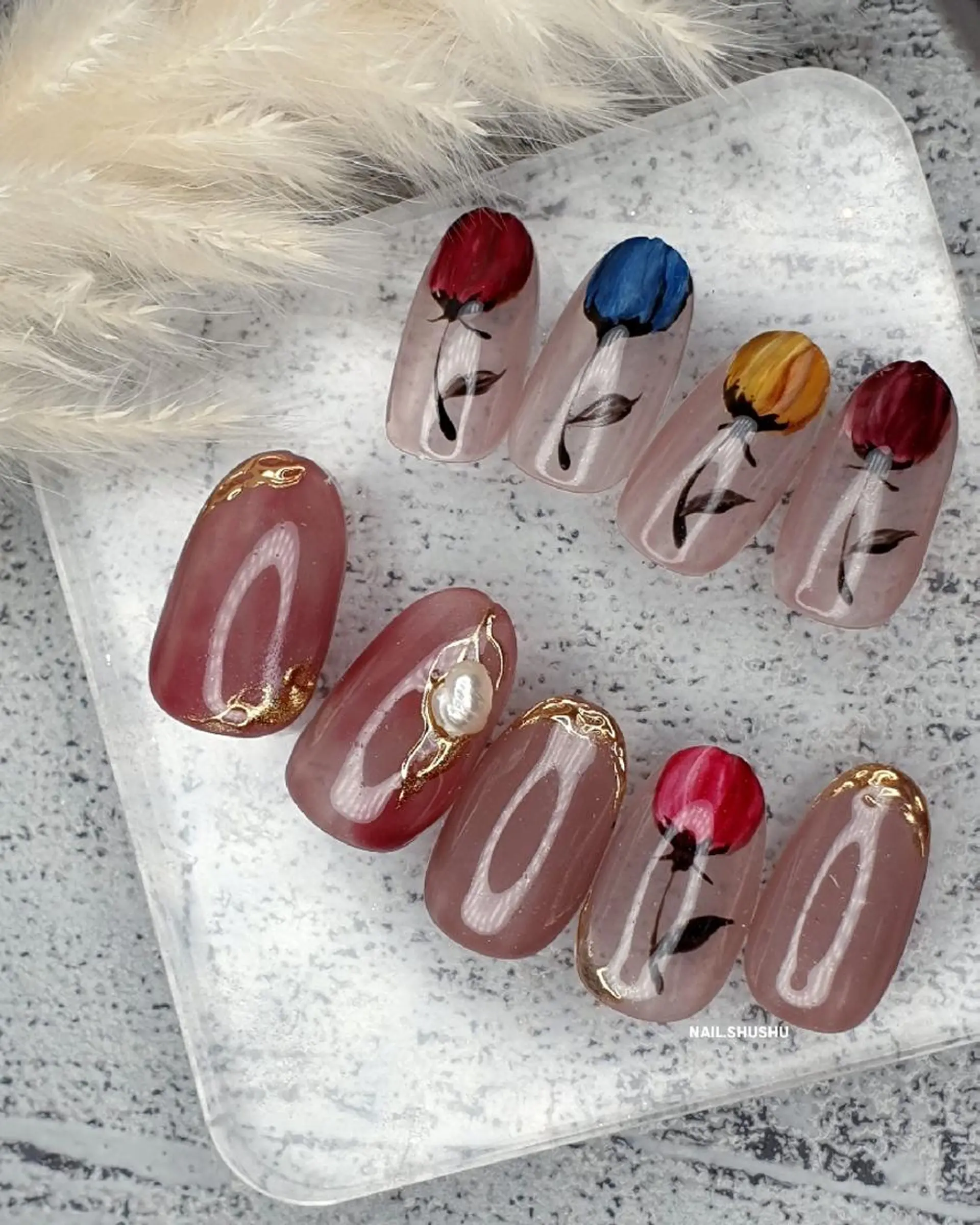 ネイル アートネイル 韓国ネイル 持ち込み ニュアンスネイル シンプルネイル 3dパーツ/流行り 👧shushu❤️のネイルデザイン