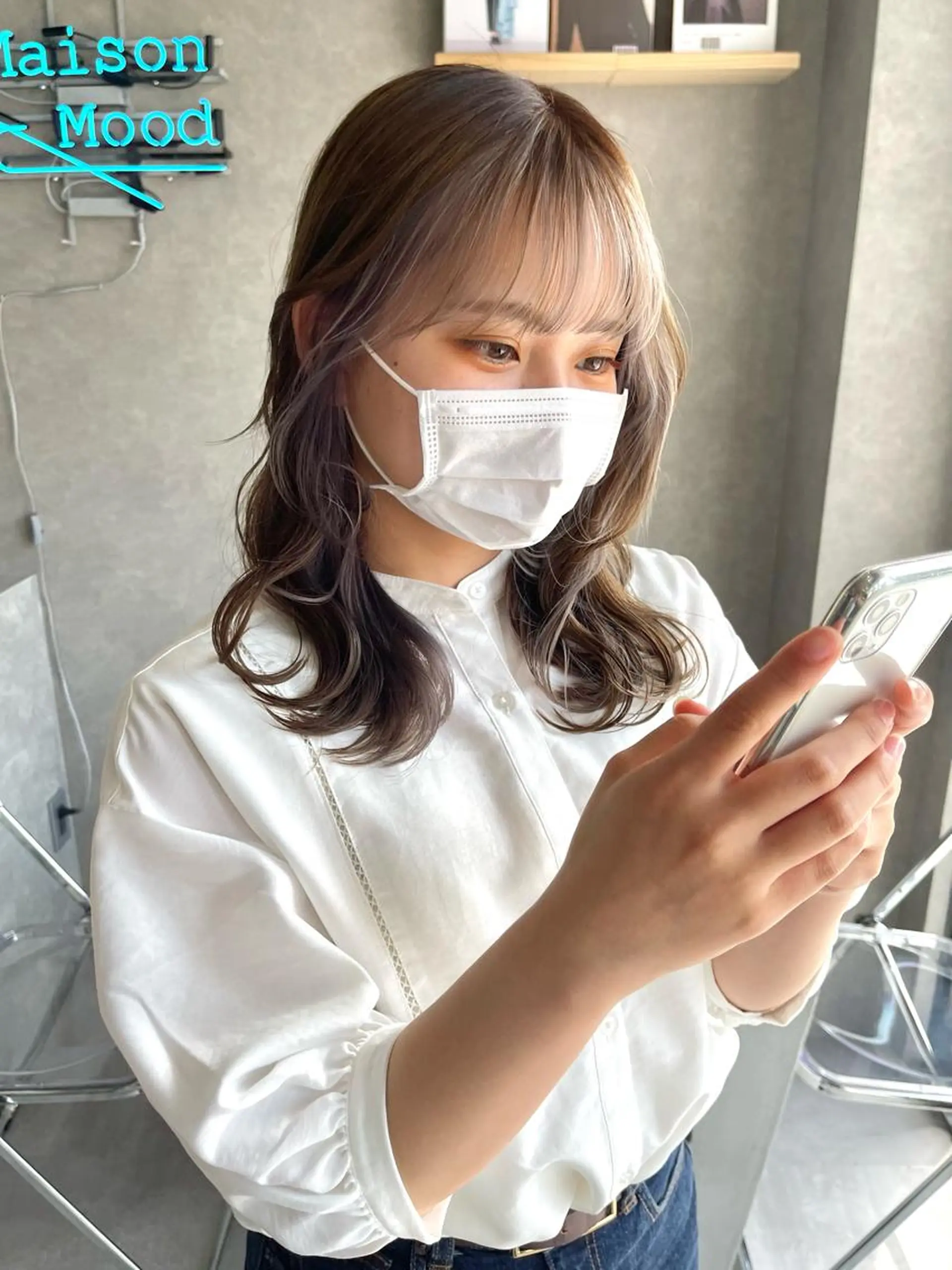 セミロング カラー カット ヘアカラー トリートメント 一ノ瀬 暁のヘアスタイル