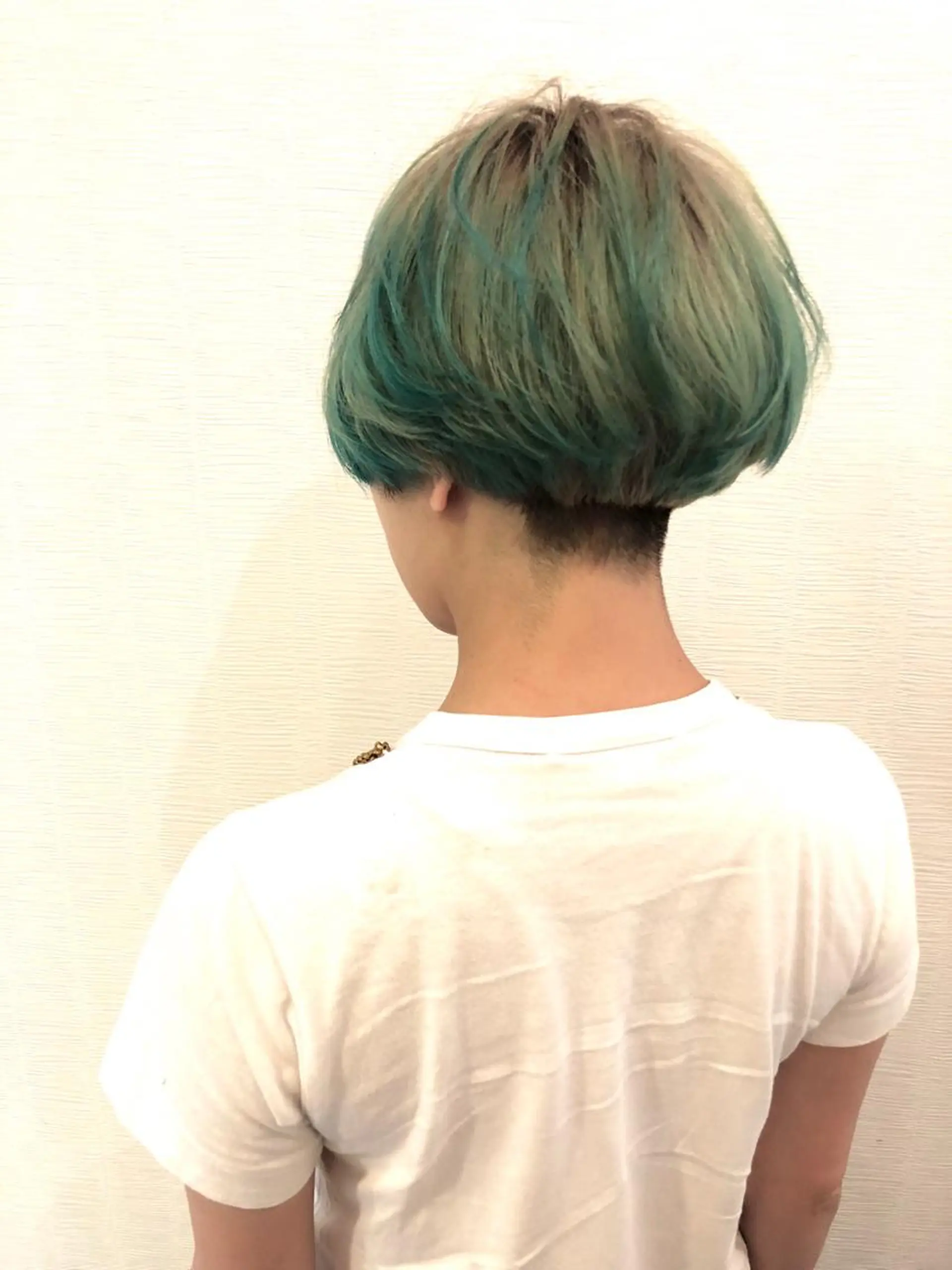 ショート カラー エメラルドグリーン グラデーションカラー シルバー カット ヘアカラー トリートメント 平川 友希子のヘアスタイル