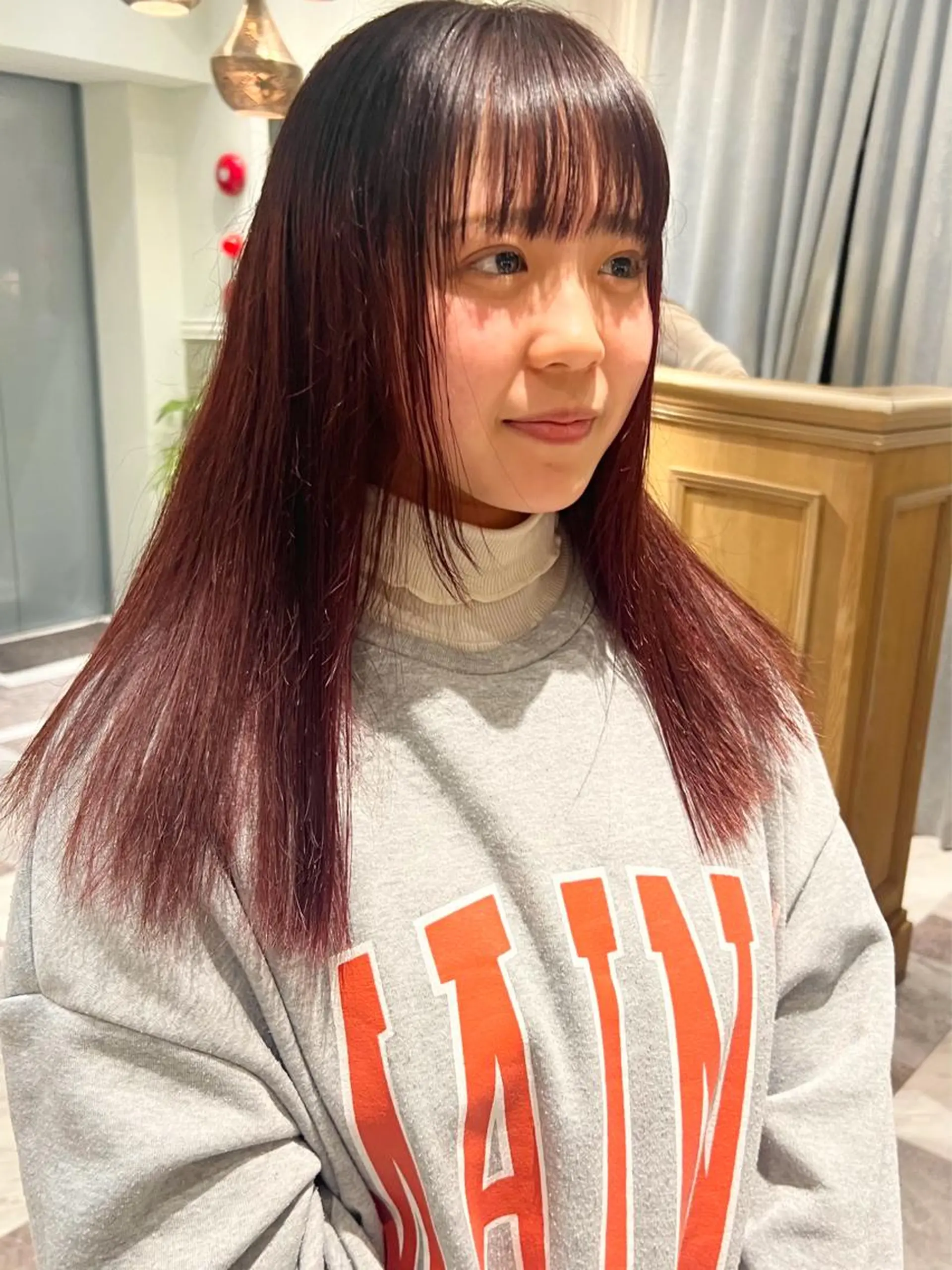 ロング ボブ ハイライト 髪質改善 韓国風ヘア 小顔カット 似合わせカラーの達人 ダブルカラー/森栄範のヘアスタイル