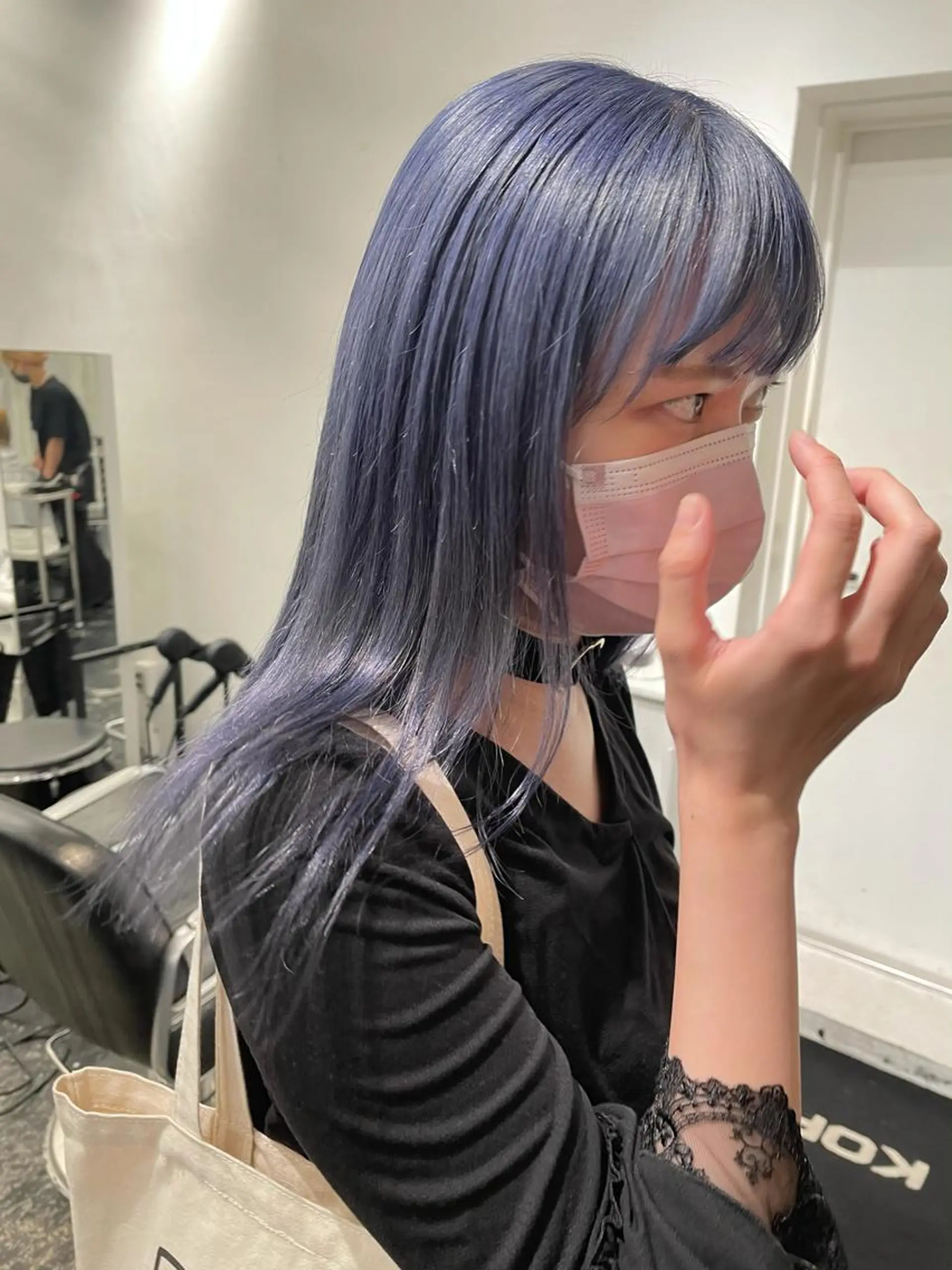 セミロング カラー ヘアアレンジ ブリーチ ブルーカラー カット ヘアカラー トリートメント 艶ハイトーン/ヘア アレンジAYAKAのヘアスタイル