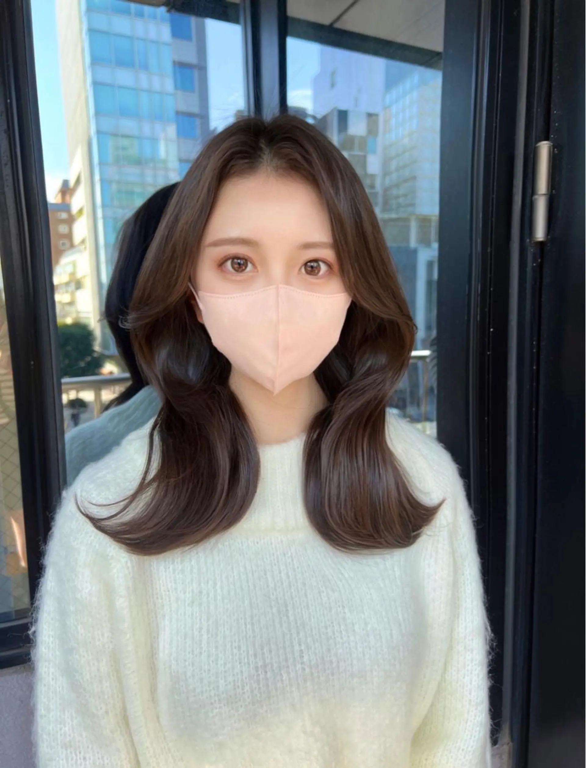 セミロング 韓国ヘア♡ 顔まわりカットayaのヘアスタイル