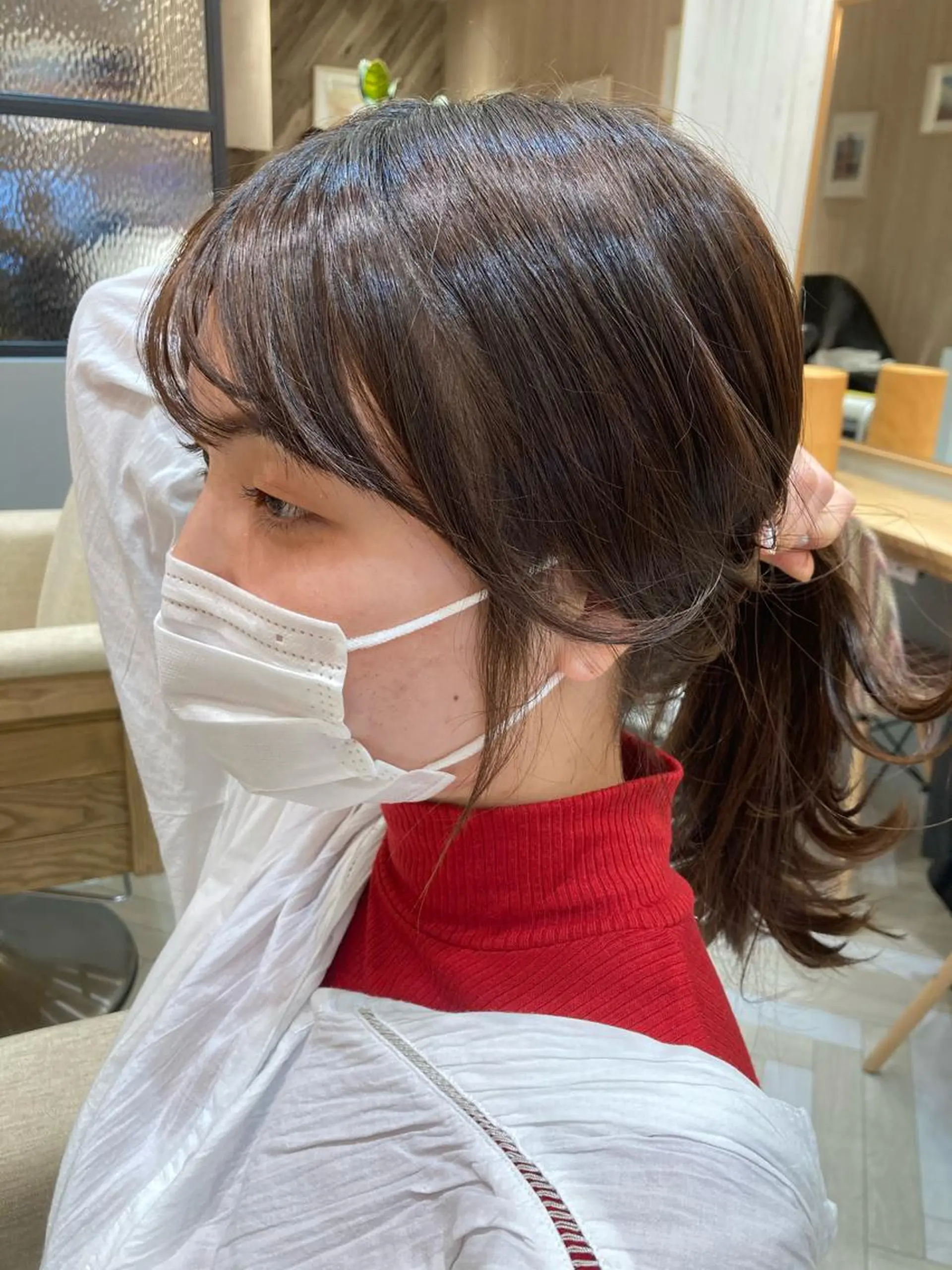 ミディアム 顔まわりレイヤー 韓国風ヘア レイヤーカット おくれ毛 小顔カット レイヤー/前髪/ 韓国/CHIHIROのヘアスタイル