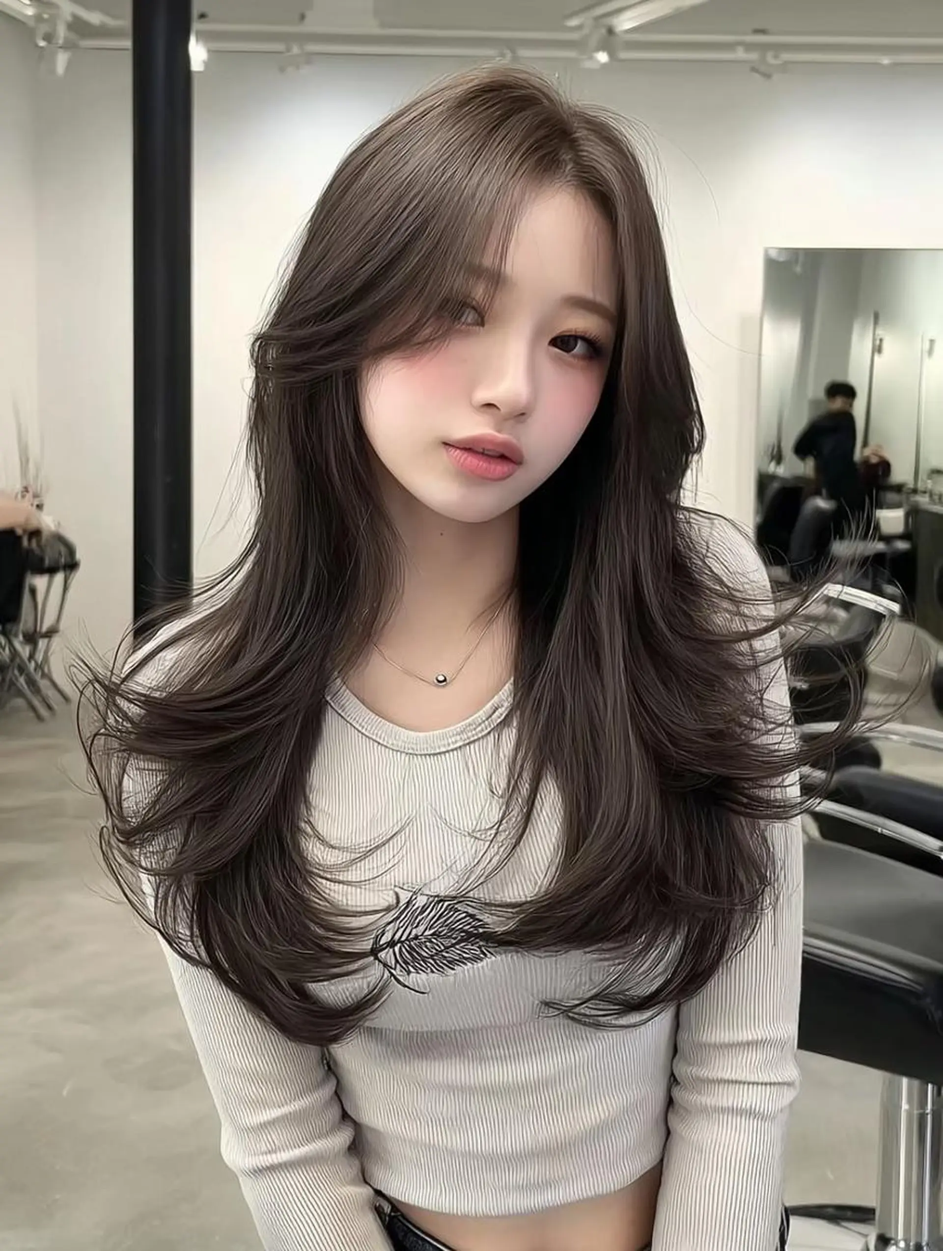 ロング カット ヘアカラー トリートメント 酸性ストレート/ 髪質改善/イソヤトモのヘアスタイル