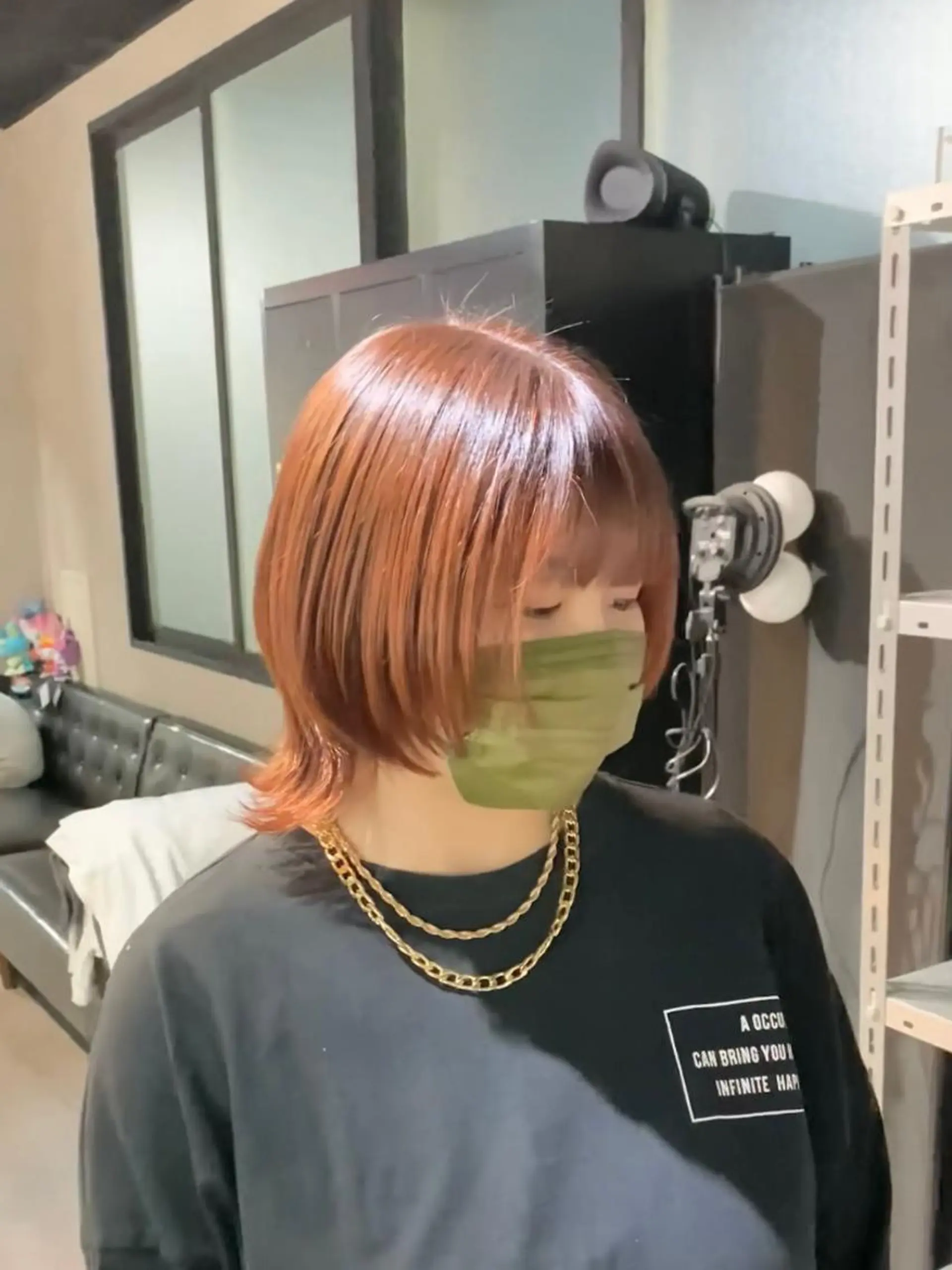 ミディアム カラー テラコッタ ウルフカット カット ヘアカラー トリートメント B E C H I C O〔べち子〕のヘアスタイル