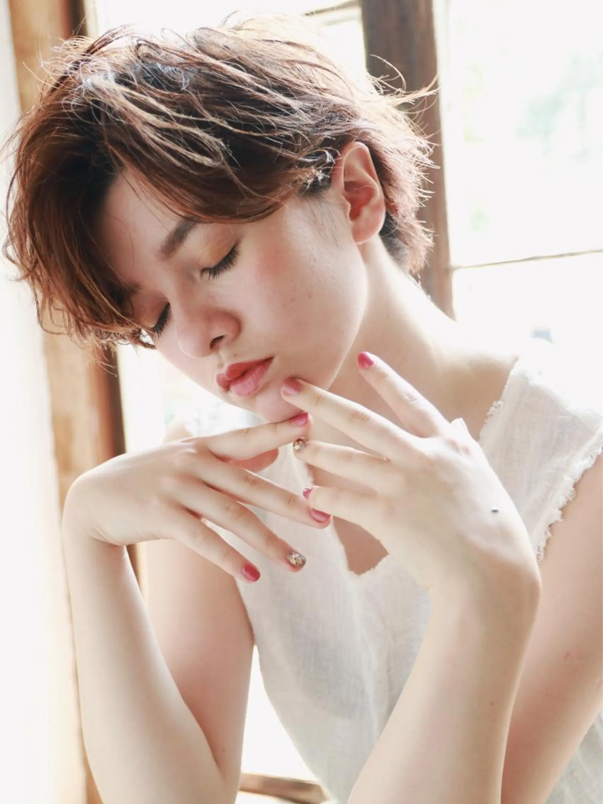 ショート カラー パーマ ボブ ショートヘア カット ヘアカラー アンブレラカラー💫 フェイスフレーミングのヘアスタイル