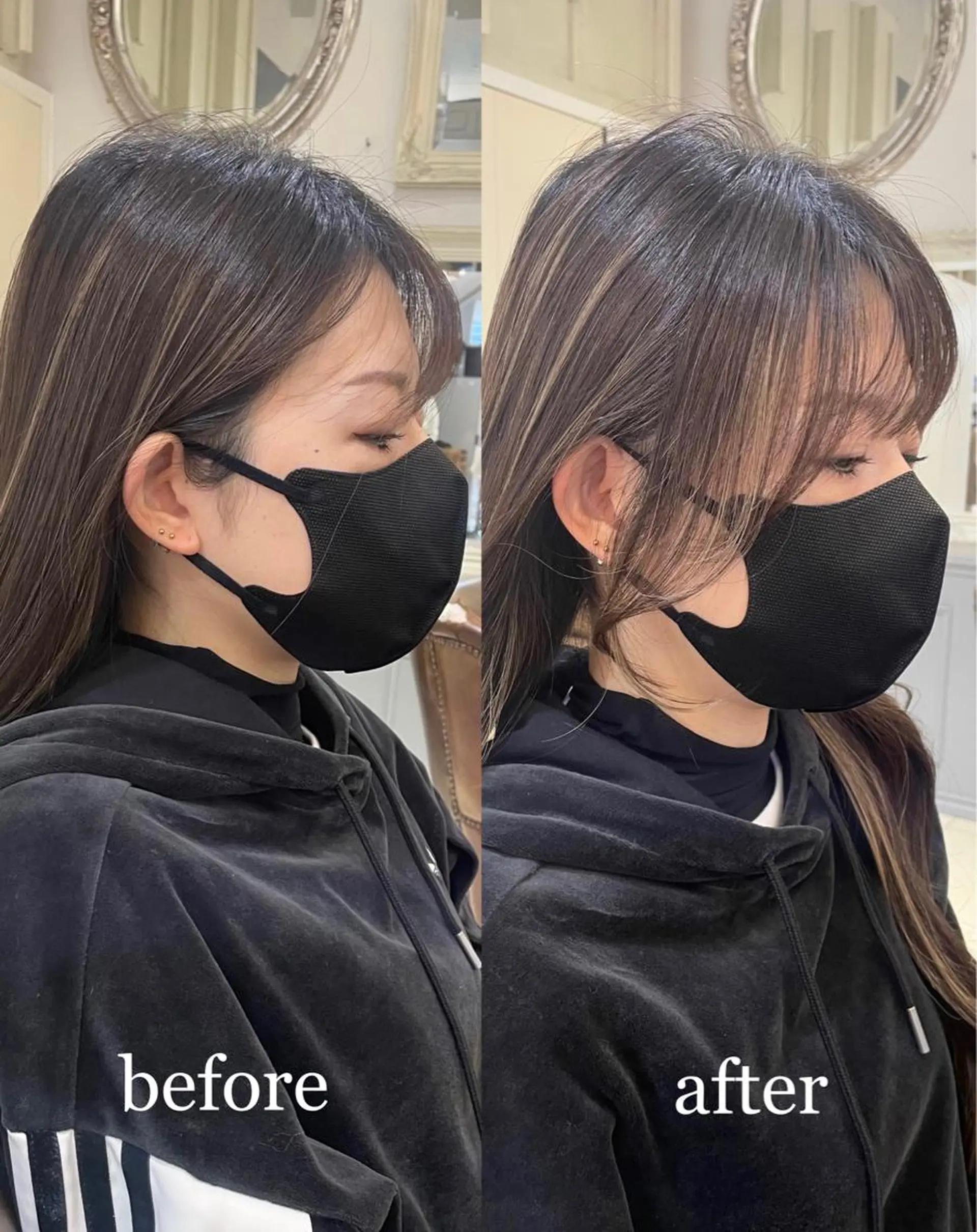 ロング カラー くびれヘア エギョモリ 顔まわりレイヤー 顔周りカット ヨシンモリ 横浜/レイヤーカット /韓国ヘア/佐藤記正のヘアスタイル