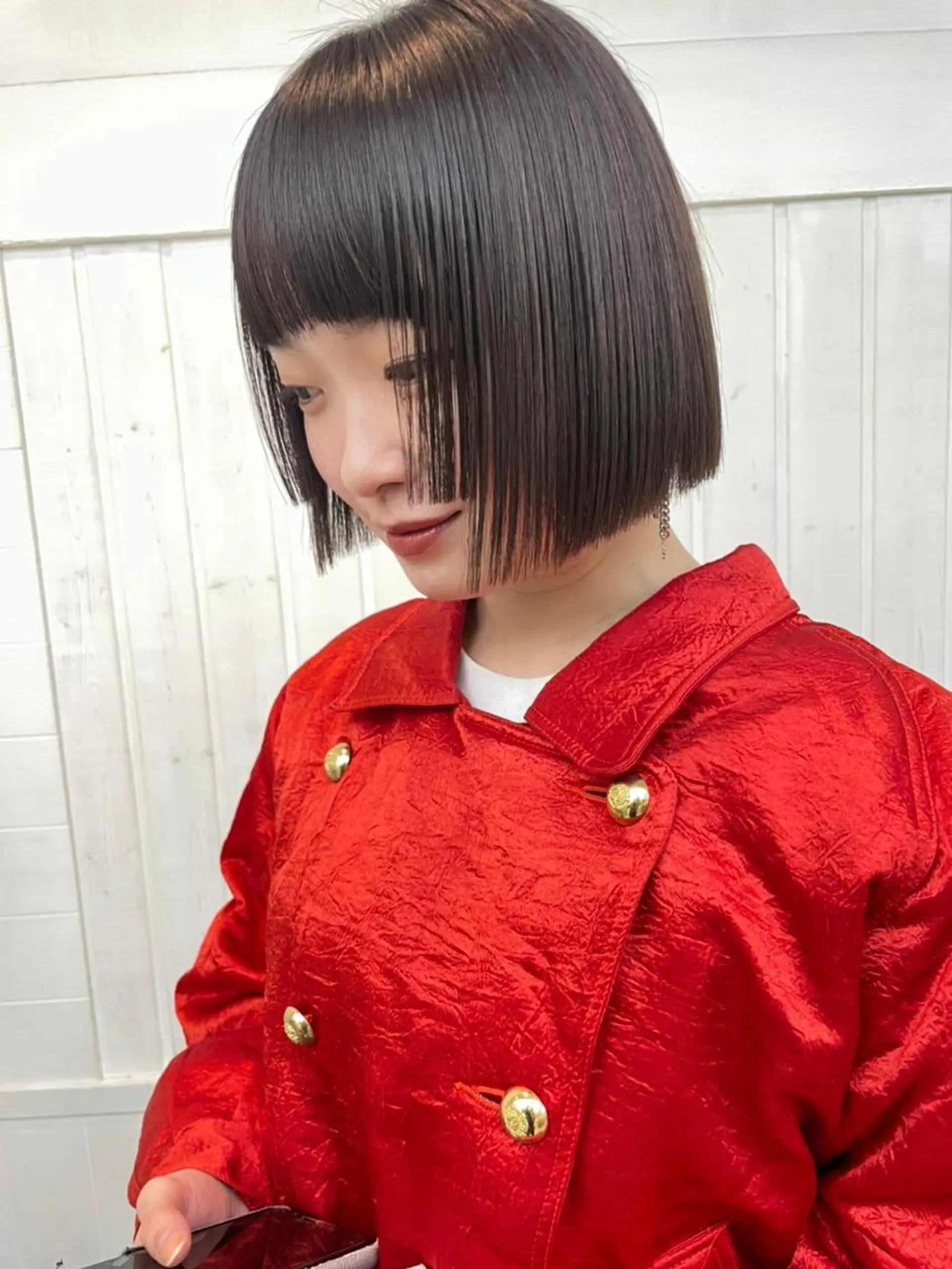 ショート カラー アディクシーカラー アッシュ ミストバング ブリーチ ブロンド カット 縮毛矯正 トリートメント N° anfeel 渋谷🪞🫧のヘアスタイル