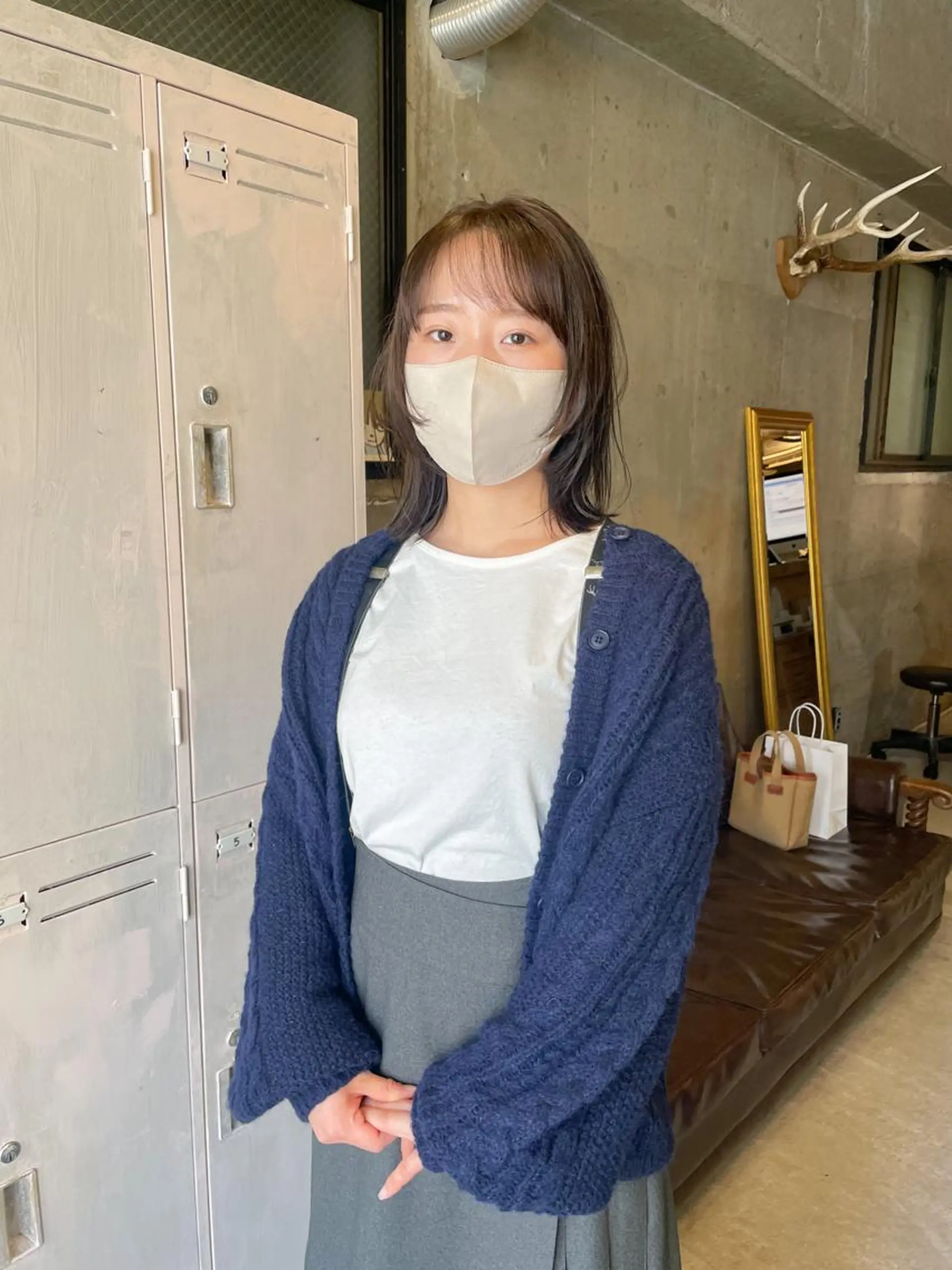 ミディアム カラー パーマ/レイヤー 岩山丈一郎のヘアスタイル