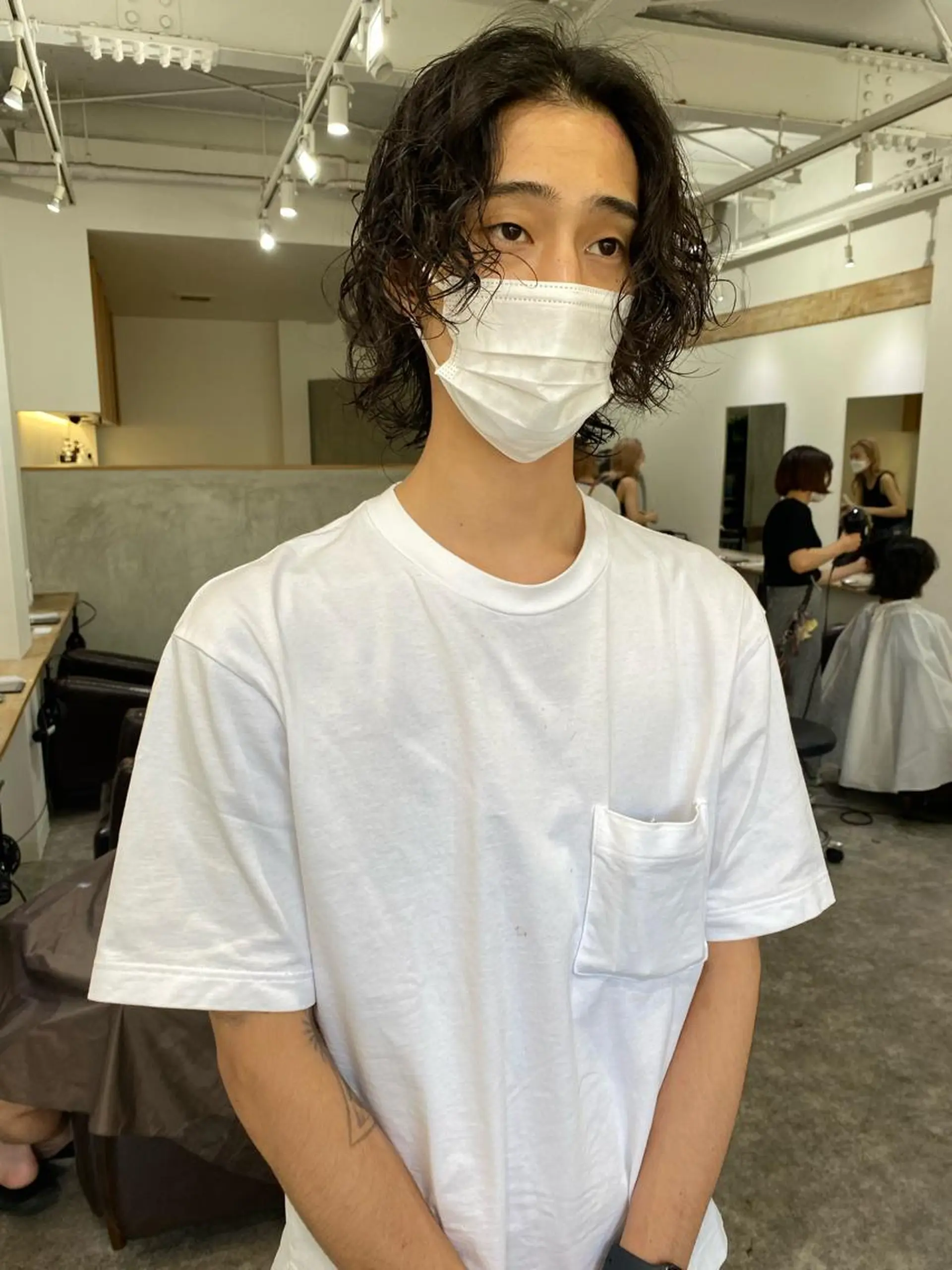 セミロング パーマ メンズ メンズパーマ セミロングパーマ 森貴裕/ベージュ/ パーマ/オリーブのヘアスタイル