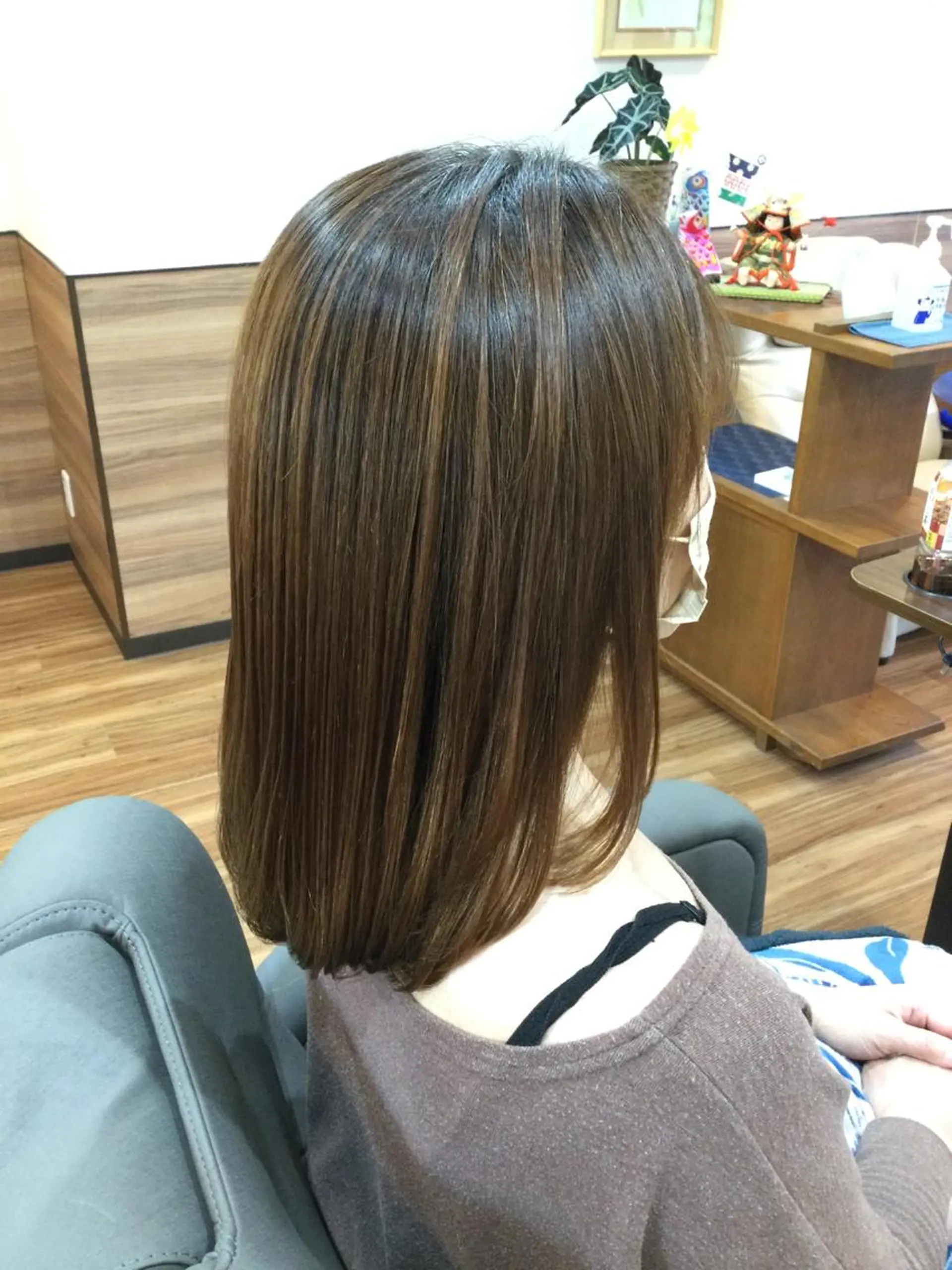 ミディアム パーマ 縮毛矯正 Annon プライベートサロンのヘアスタイル