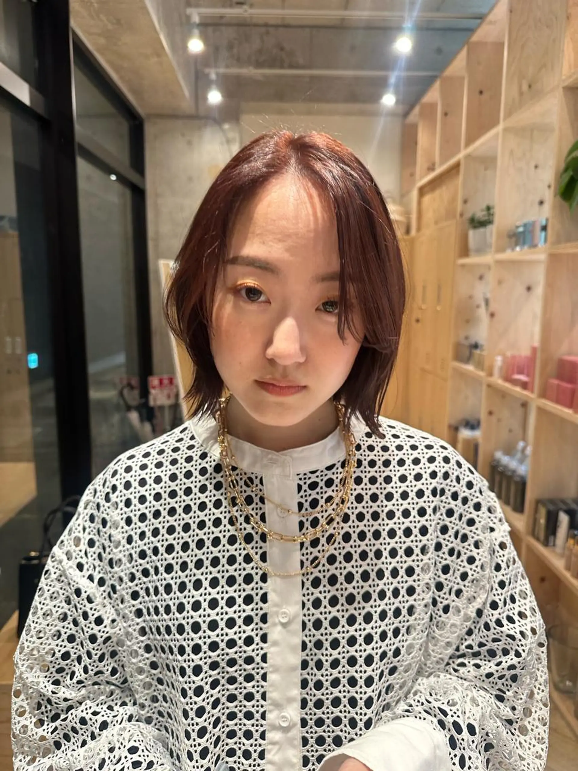 ショート カラー オレンジ ボブ ボブ/レイヤー/ニュ アンスパーマ/小夏のヘアスタイル