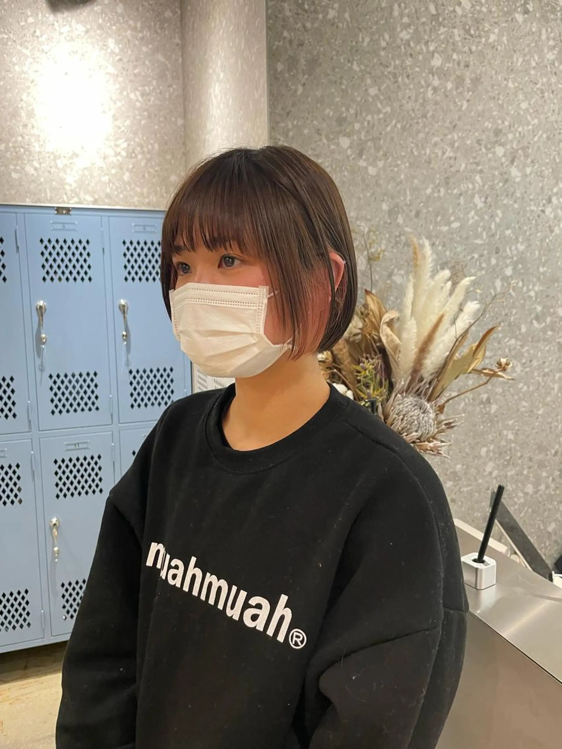 ショート ボブ カット トリートメント 透明感カラー 大人グレージュ有村のヘアスタイル