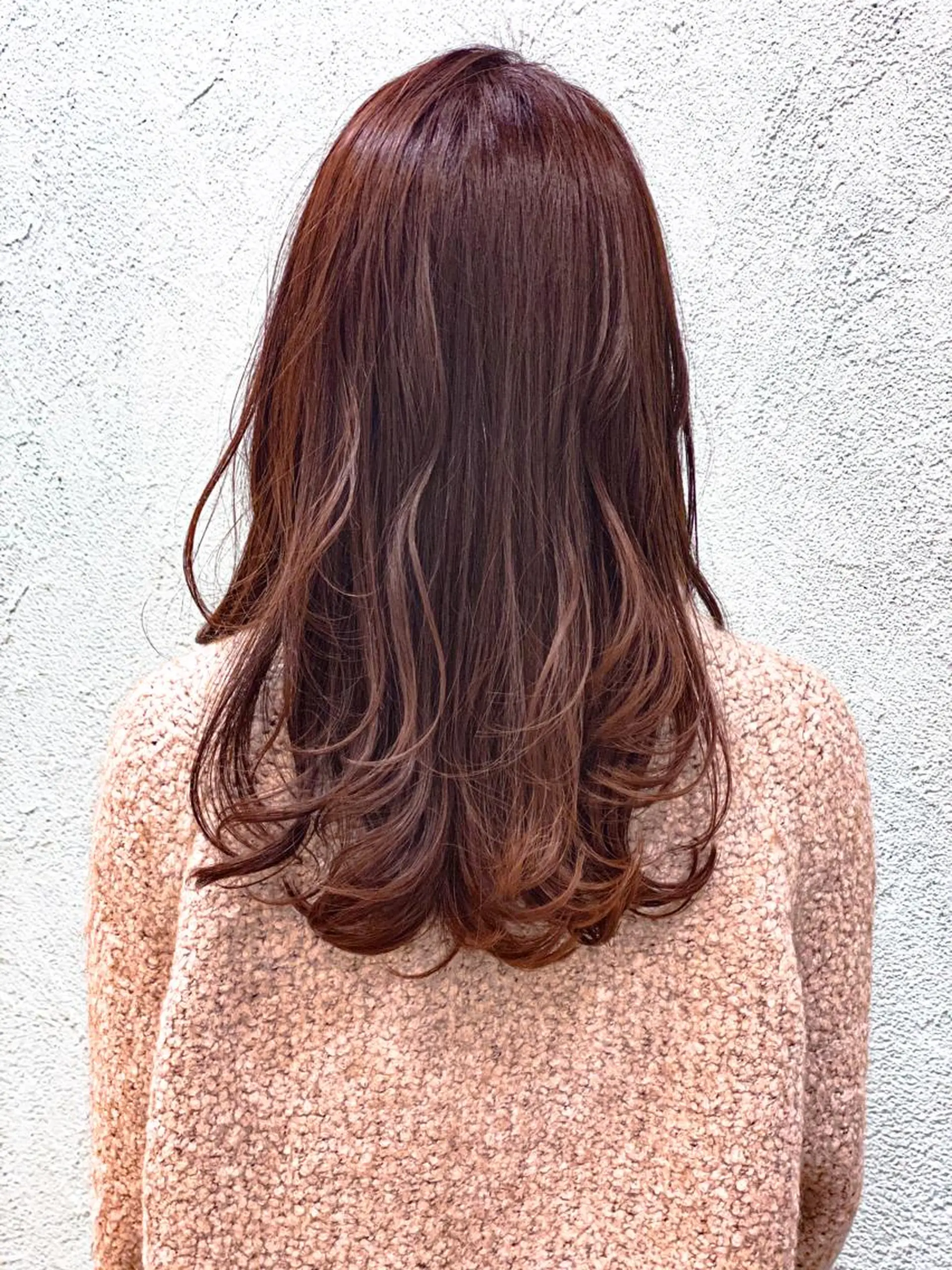 ミディアム カラー ブラウンカラー ピンクカラー ピンクブラウン 菜 摘のヘアスタイル