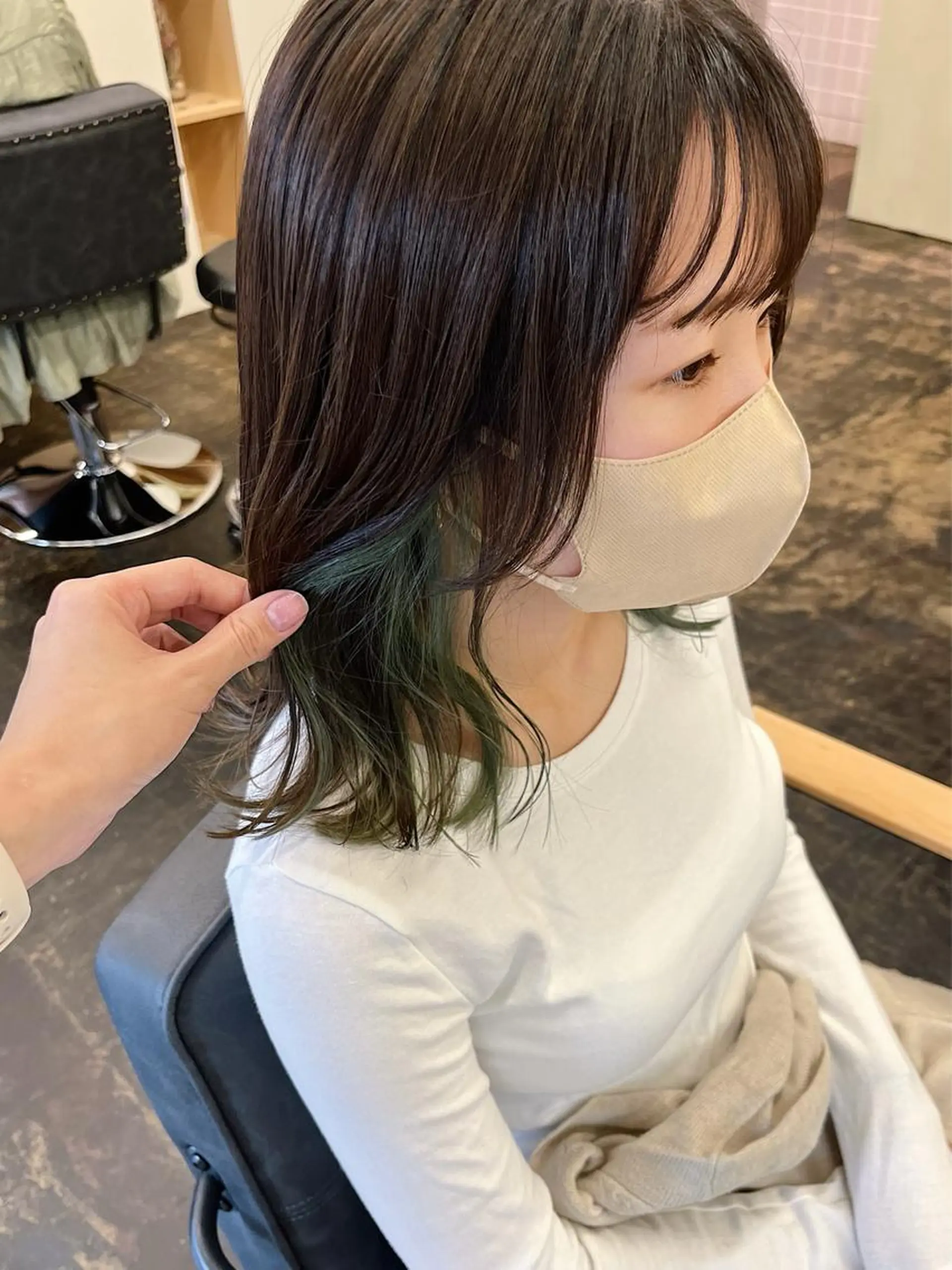 セミロング カラー インナーカラー カット ヘアカラー 西山 紗耶香🪽 透明感カラー/ボブのヘアスタイル