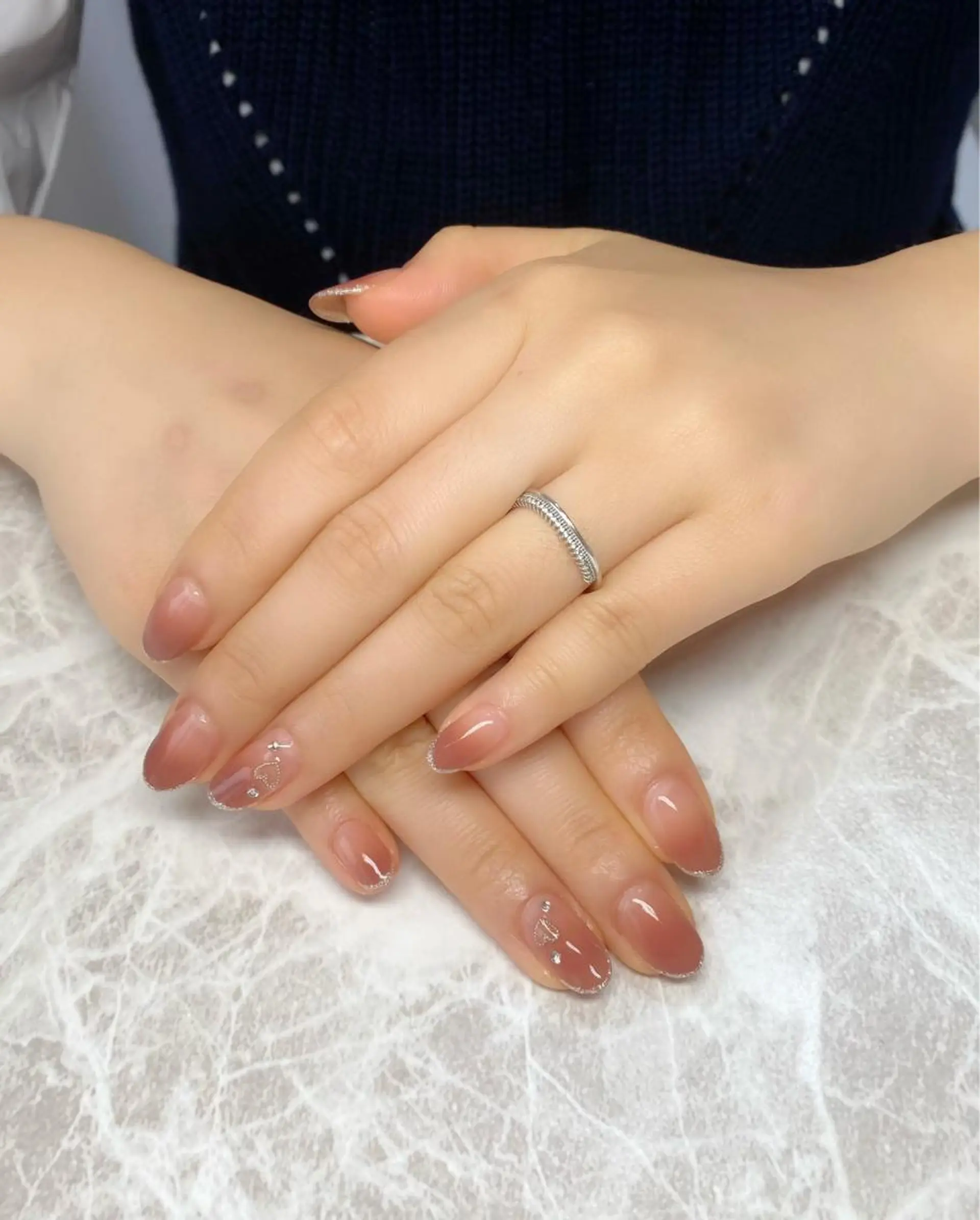 ネイル フレンチネイル ラメ(グリッター) ハンドネイル ゆぴねいる yupinailのネイルデザイン