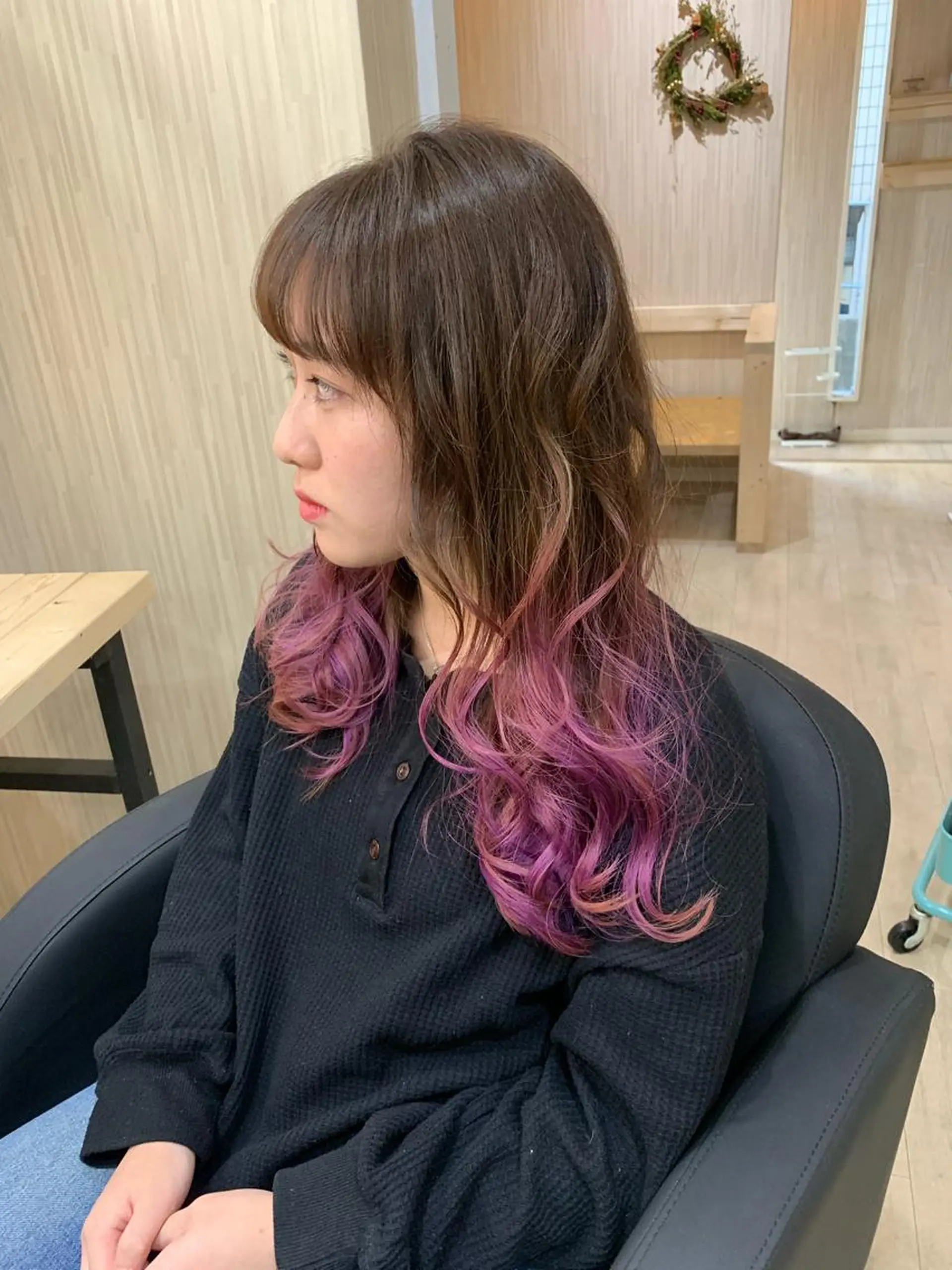 セミロング カラー パーマ ヘアアレンジ グラデーションカラー ピンクカラー ヘアカラー nico【代表】 市川　拓也のヘアスタイル