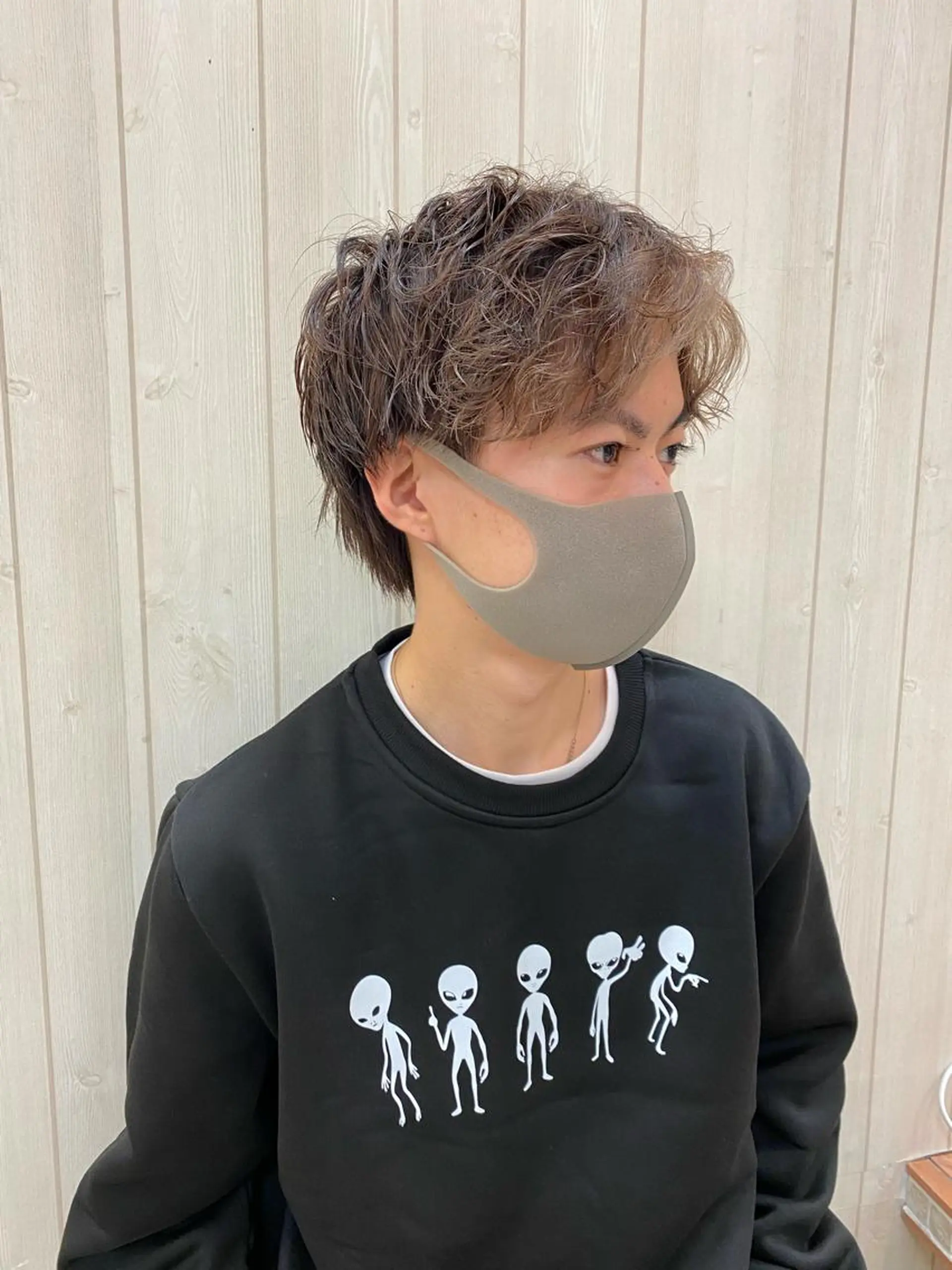 ミディアム パーマ メンズ カット パーマ 具志 真理子のヘアスタイル