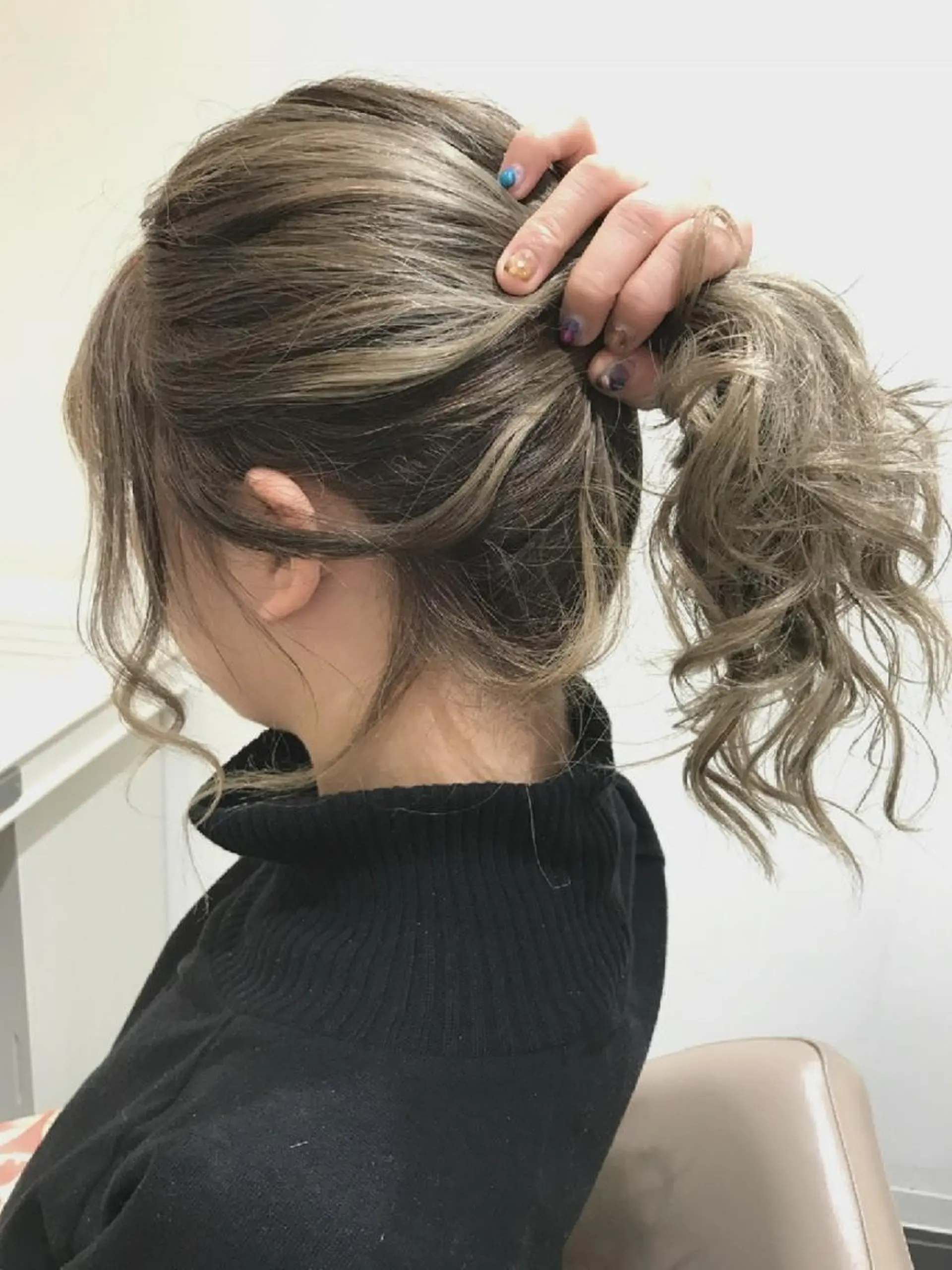 ミディアム カラー ベージュカラー ダブルカラー ハイライトカラー ホワイトベージュ ハイライト ヘアカラー ＡＳＨ大宮/ブリーチ 髪質改善/カラーのヘアスタイル