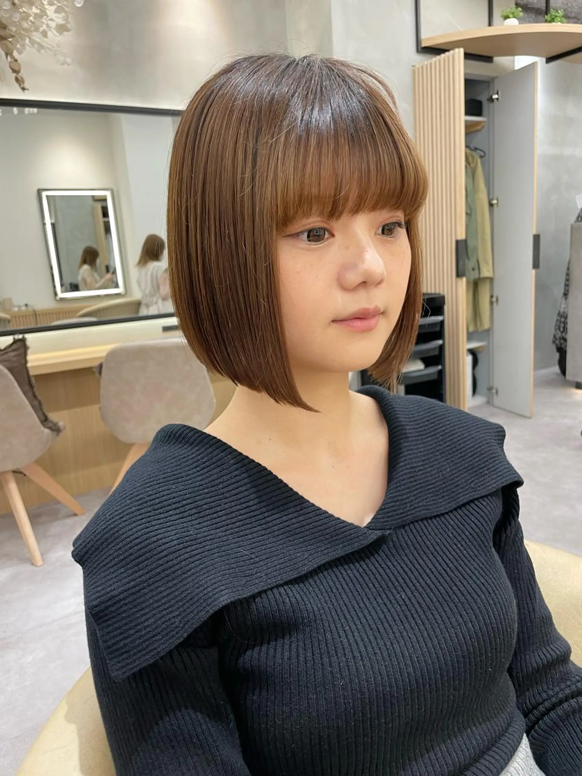 ショート 切りっぱなしボブ ボブ レイヤー縮毛矯正 ささきすずね💗のヘアスタイル