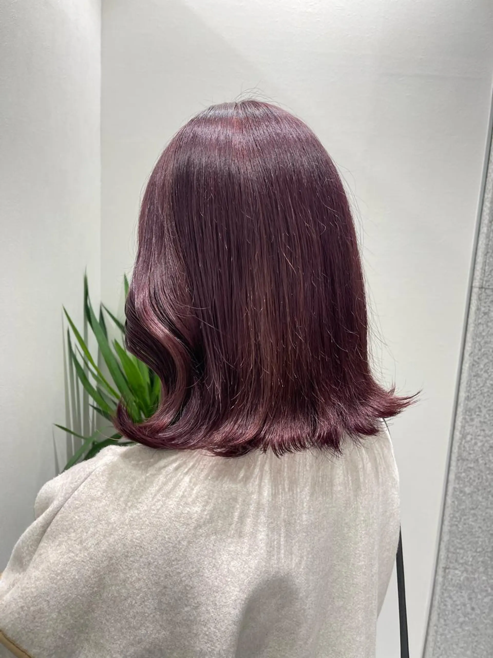 ミディアム カラー ブラウンカラー カシス ブリーチなし🩶 グレージュのヘアスタイル