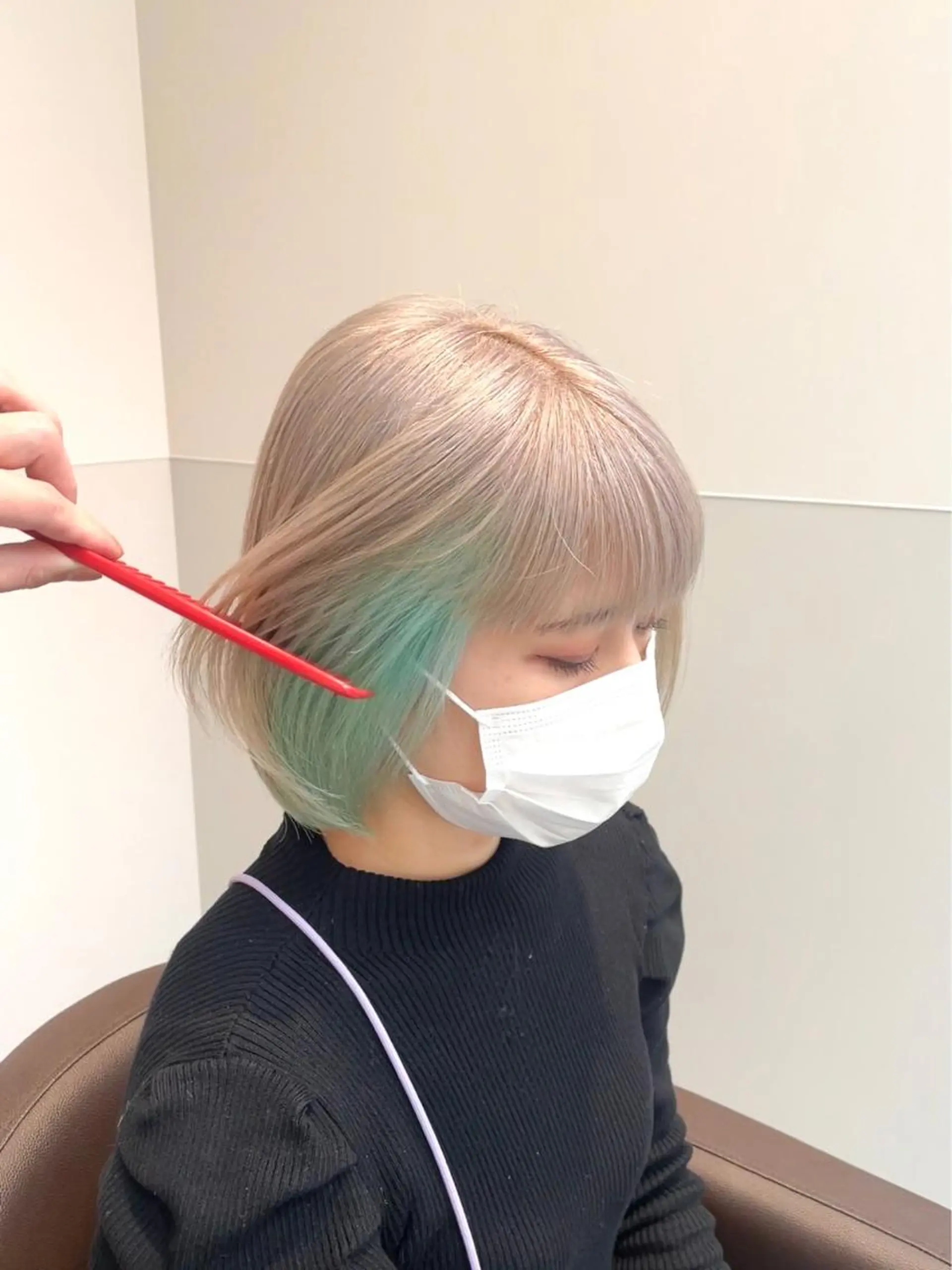 ショート カラー パーマ ヘアアレンジ キッズ デザインカラー 大人スタイル 太田のヘアスタイル