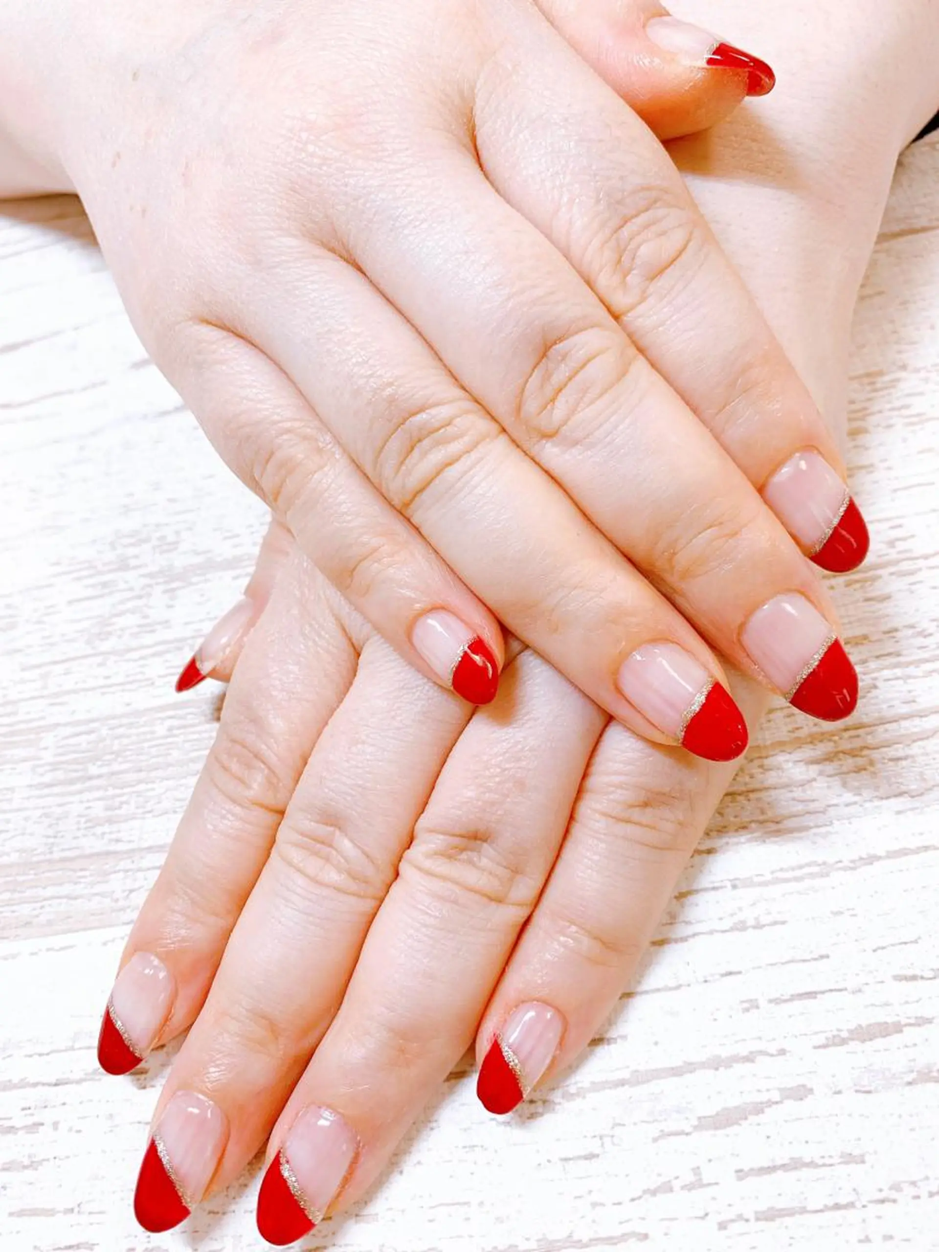 ネイル フレンチネイル 斜めフレンチ ハンドネイル Story nail所属・Story nail Sakuraのネイルデザイン