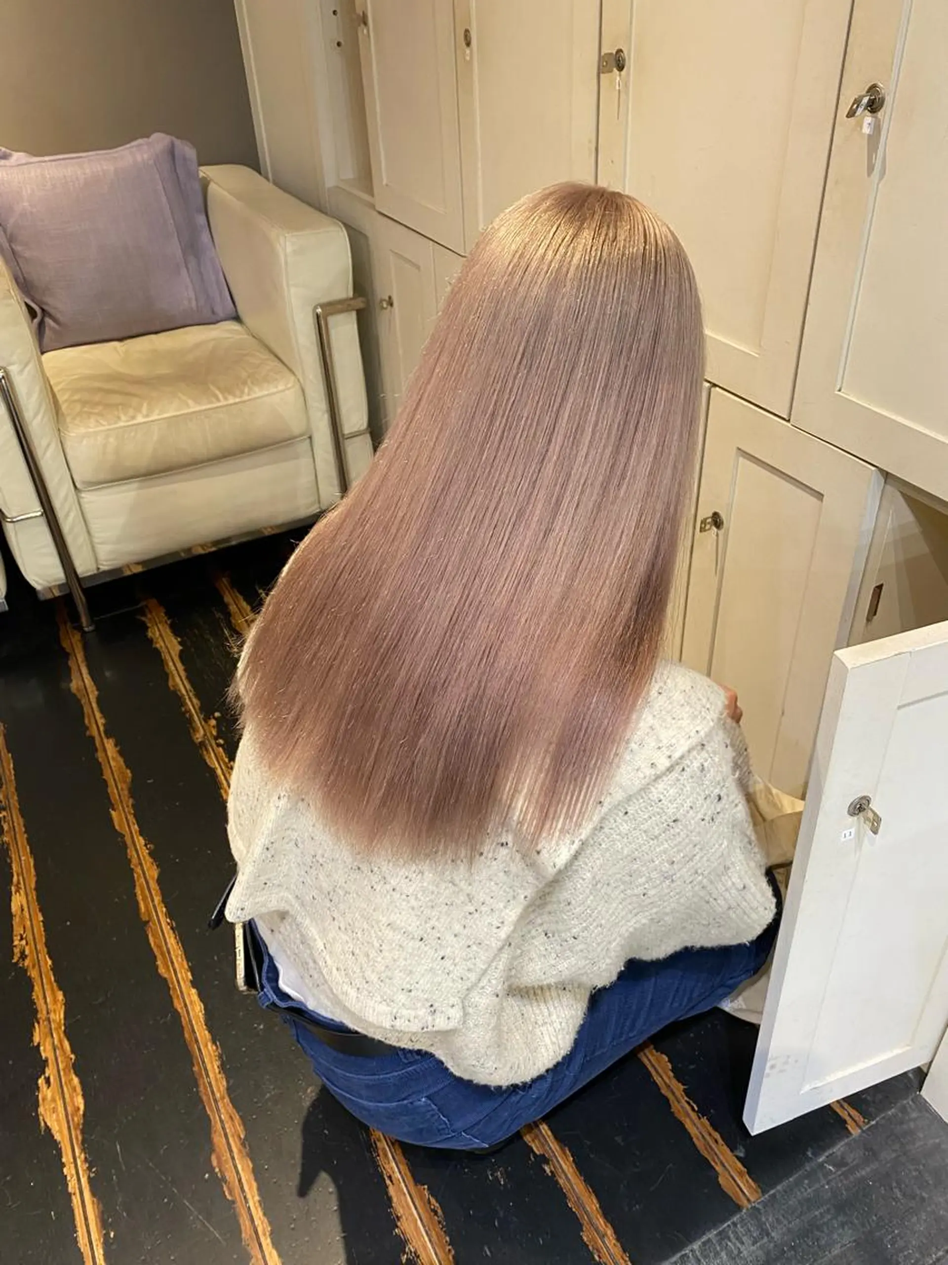 ロング カラー 切りっぱなしボブ レイヤー/縮毛矯正のヘアスタイル