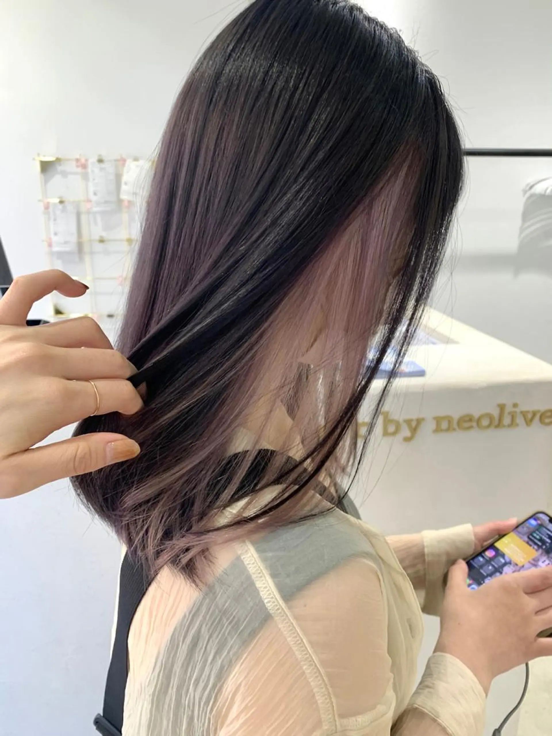 ミディアム カラー カット ヘアカラー トリートメント ぱつっとボブ/ 小野あかねのヘアスタイル