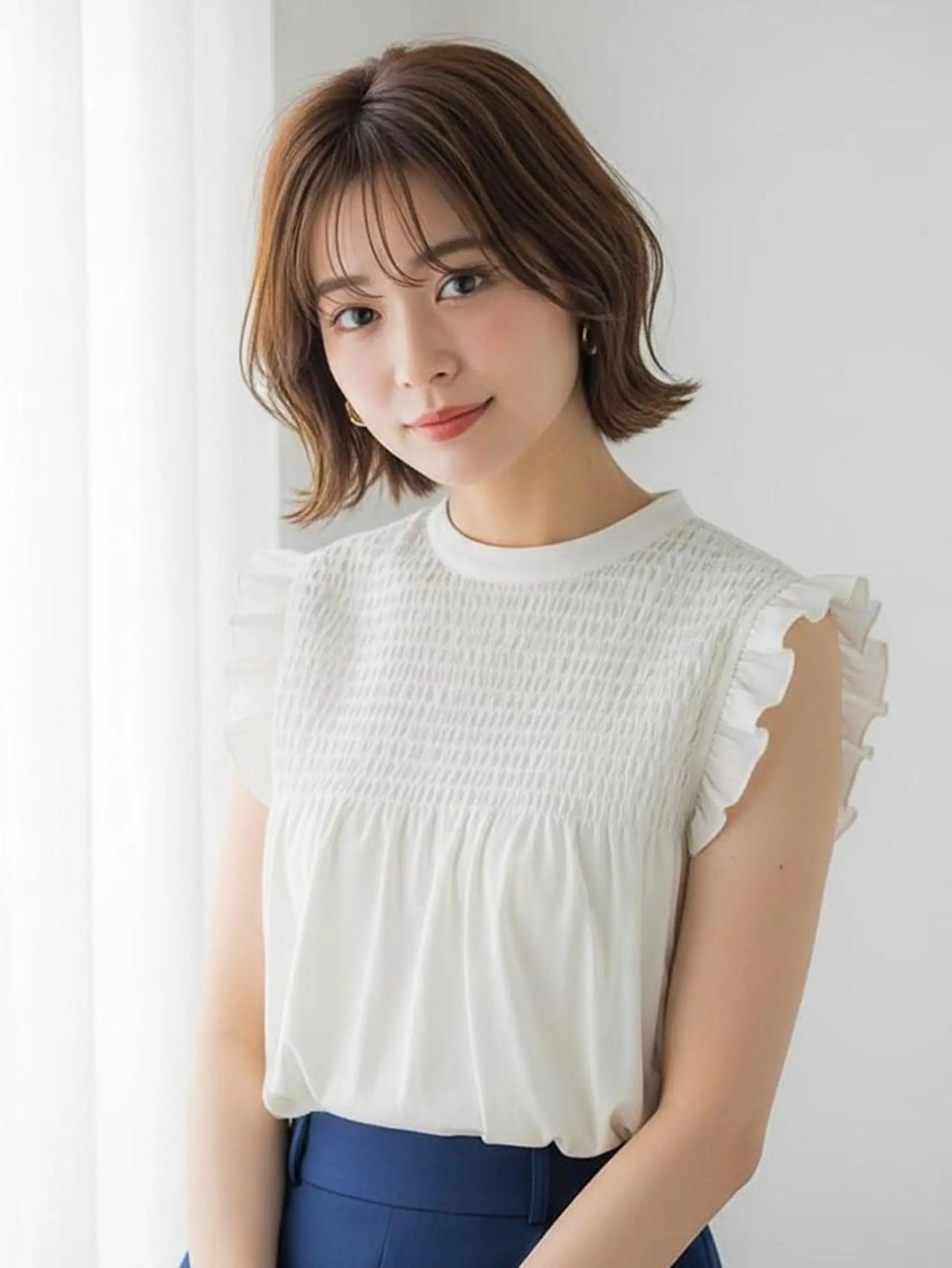 ミディアム ボブ ハイライト 髪質改善 韓国風ヘア レイヤーカット 浦添 あらさきのヘアスタイル