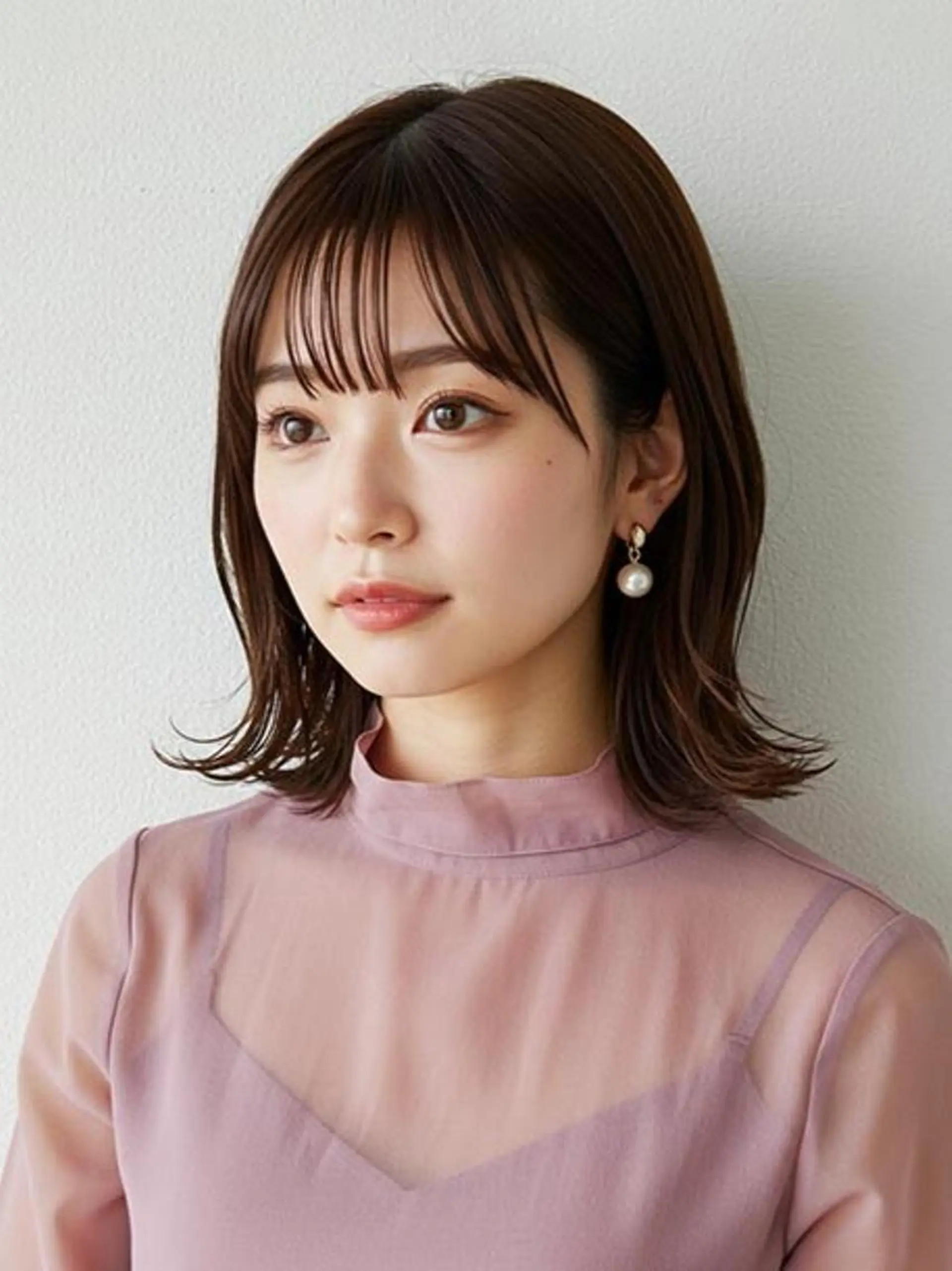 ミディアム ボブ ハイライト 髪質改善 韓国風ヘア レイヤーカット 浦添 あらさきのヘアスタイル