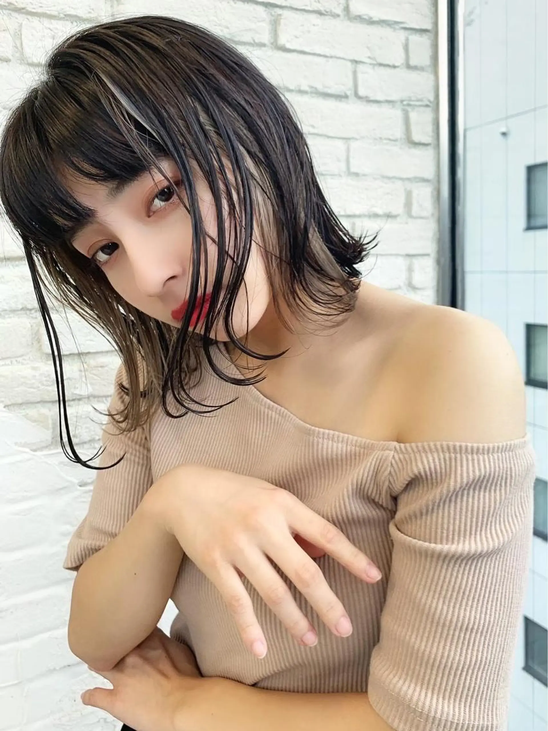 ミディアム カラー ヘアアレンジ バレイヤージュ ブリーチ ケアブリーチ デザインカラー ダブルカラー カット ヘアカラー トリートメント 髪質改善【縮毛矯正】 北千住 田邉 澪のヘアスタイル