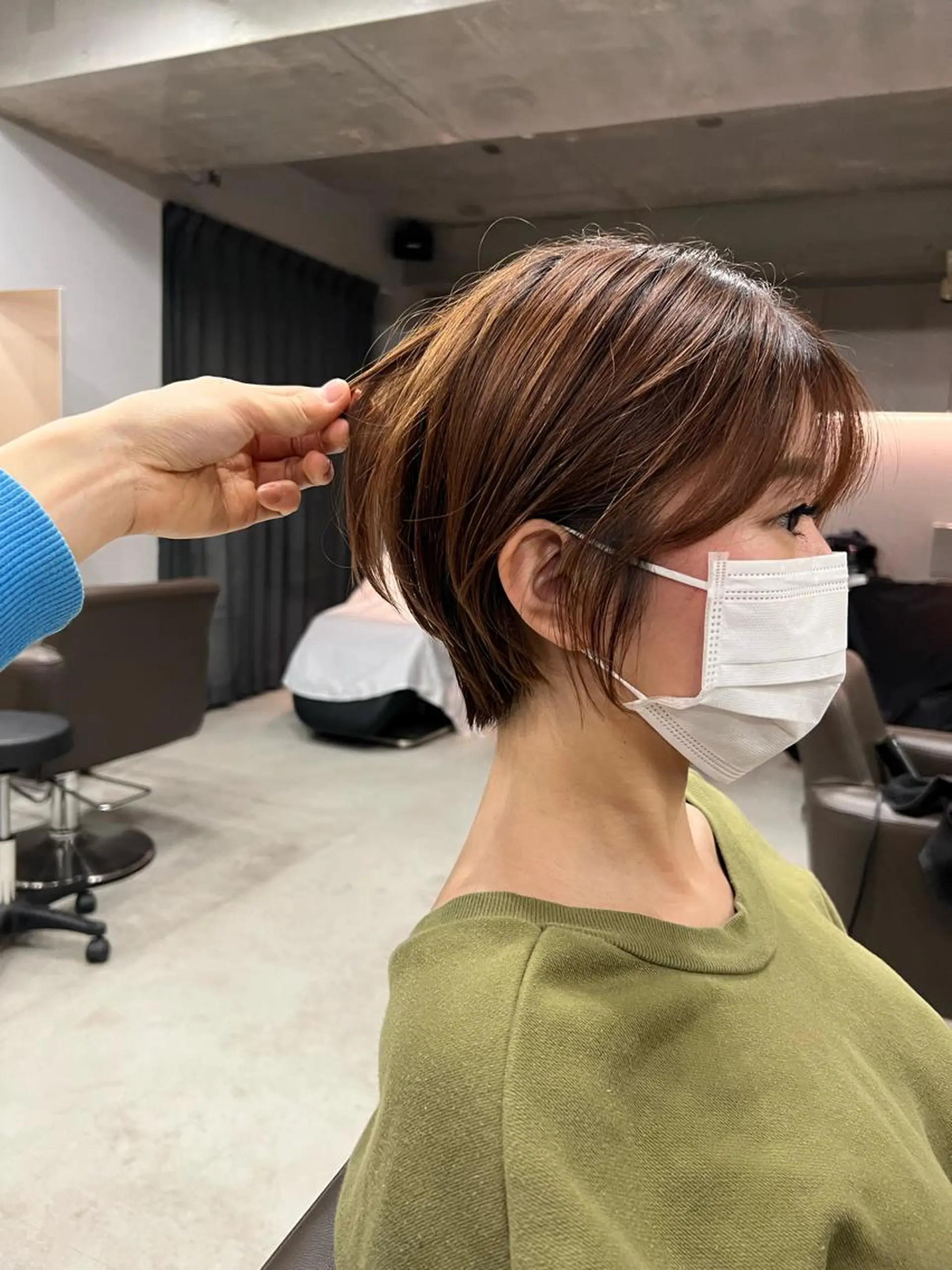 ショート カラー ボブパーマコテ巻き風 パーマNo1深江秀平のヘアスタイル