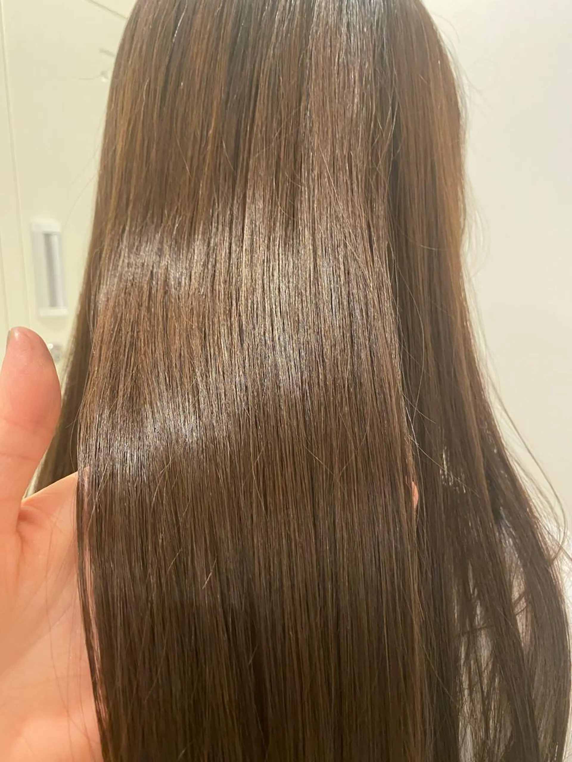 ロング ボブ ハイライト 髪質改善 レイヤーカット 似合わせカット ブリーチなしWカラー /酸性ストレート河本のヘアスタイル