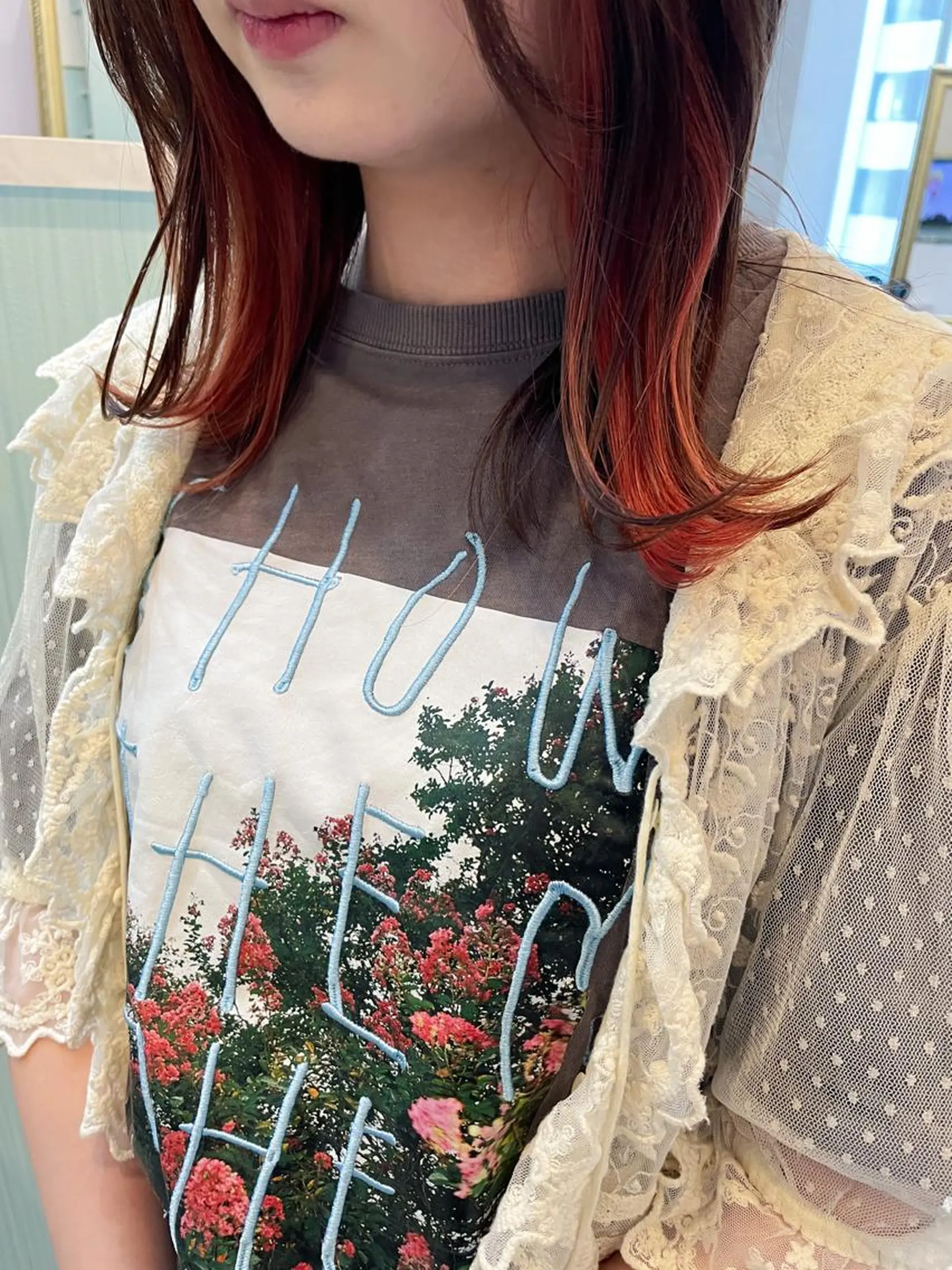 ミディアム 切りっぱなしボブ ボブ 顔まわりレイヤー レイヤーカット ワイドバング ヘアカラー トリートメント カラー得意【梅田】 瀧本友梨乃のヘアスタイル