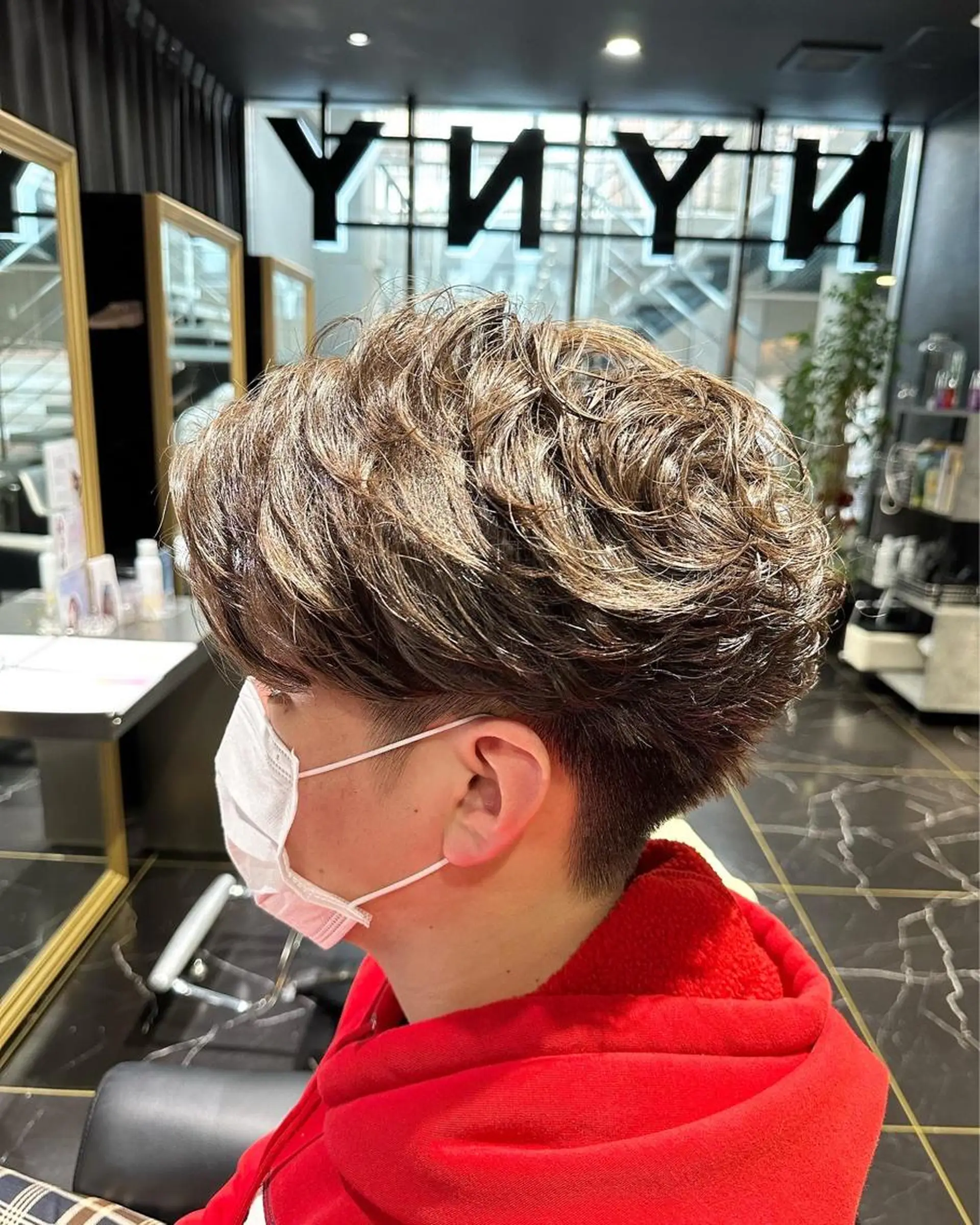 ショート カット パーマ ボブスタイル/ 透明感カラー/八幡のヘアスタイル