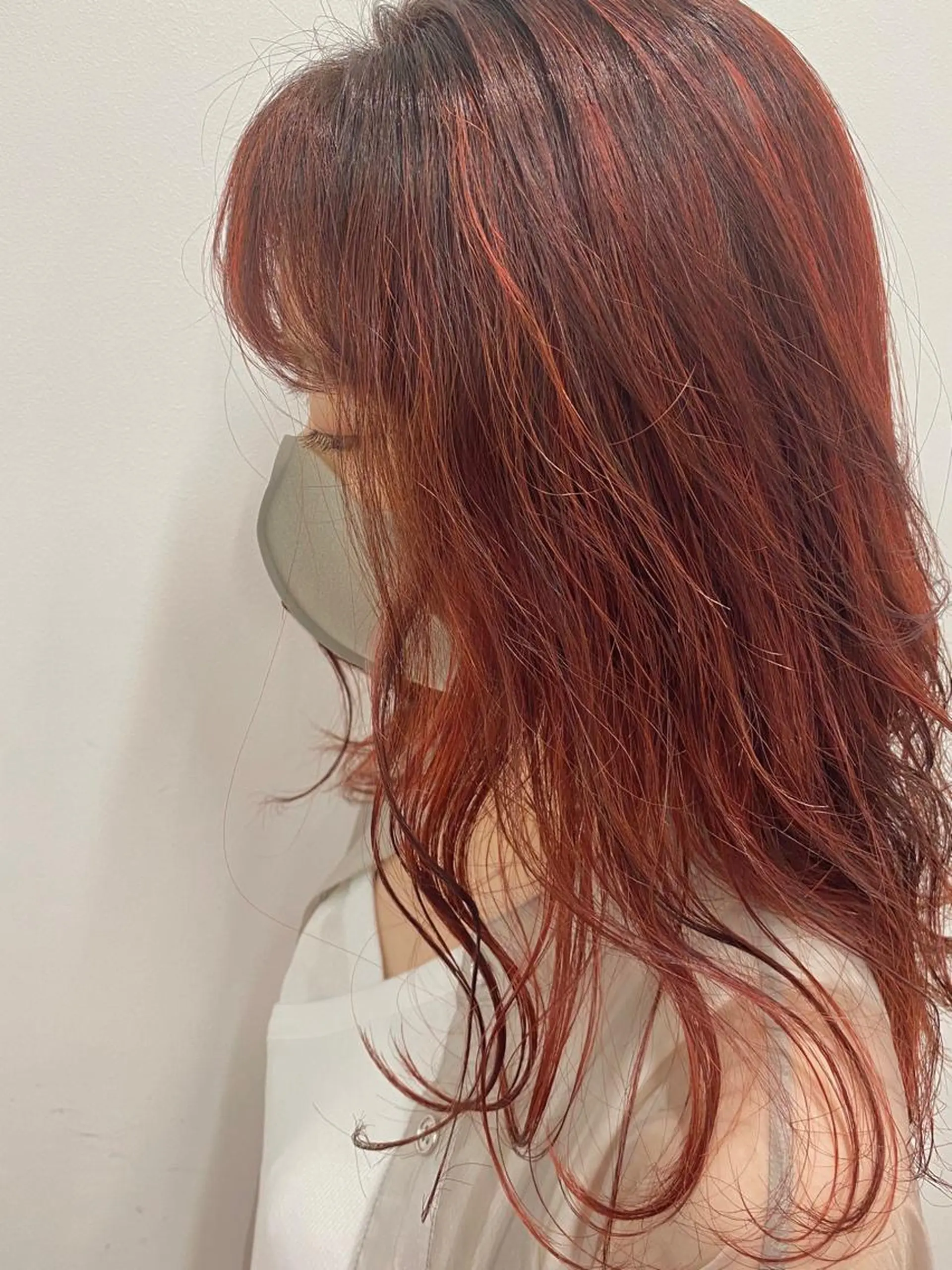 セミロング カラー ブリーチ ハイライトカラー オレンジ ハイライト 似合わせ専門美容師 なかじまのヘアスタイル