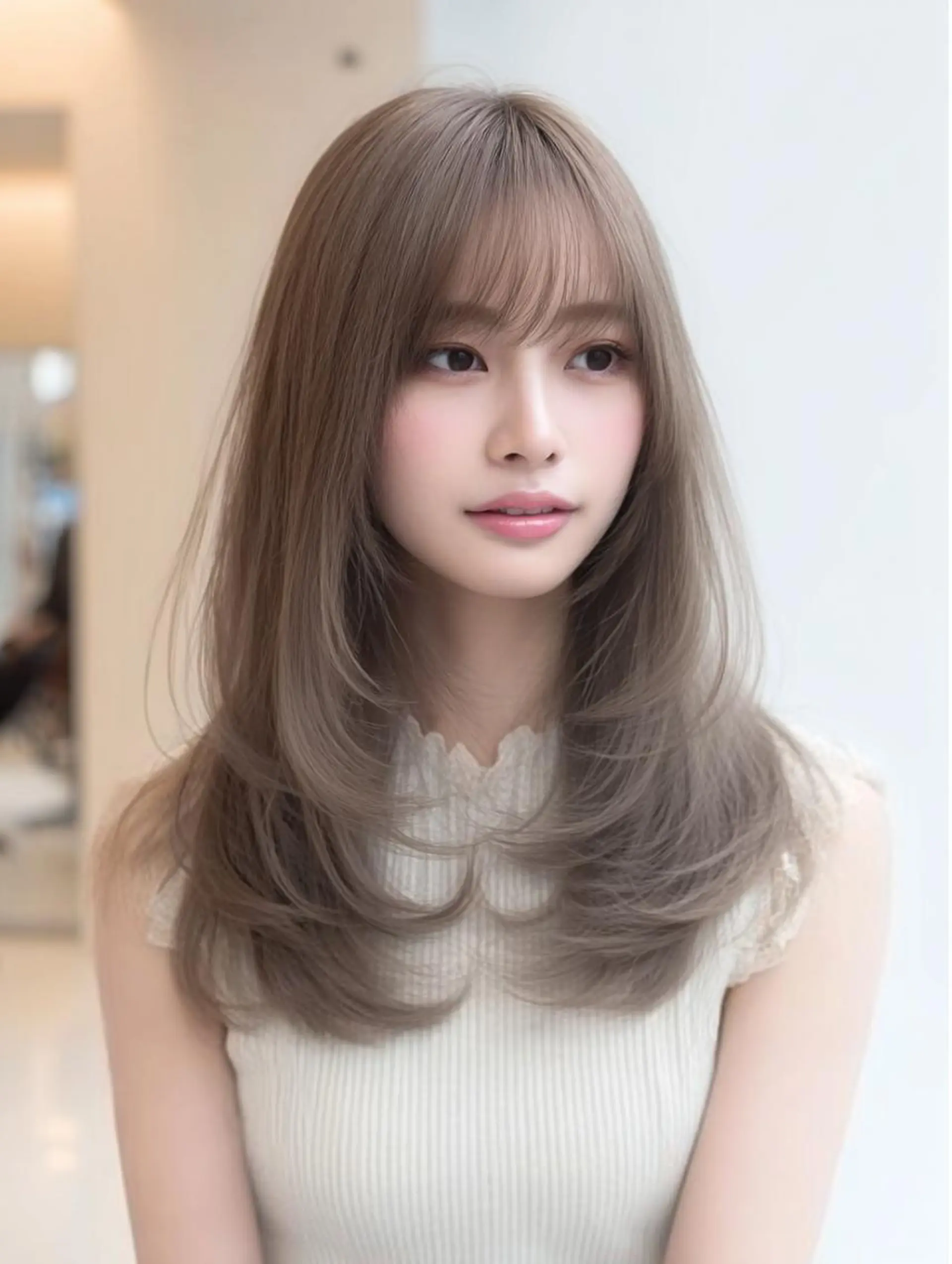 セミロング ハッシュカット 髪質改善 レイヤーカット 縮毛矯正 トリートメント 生艶髪＆レイヤー🔔 渋谷お薦めNo.1✨のヘアスタイル