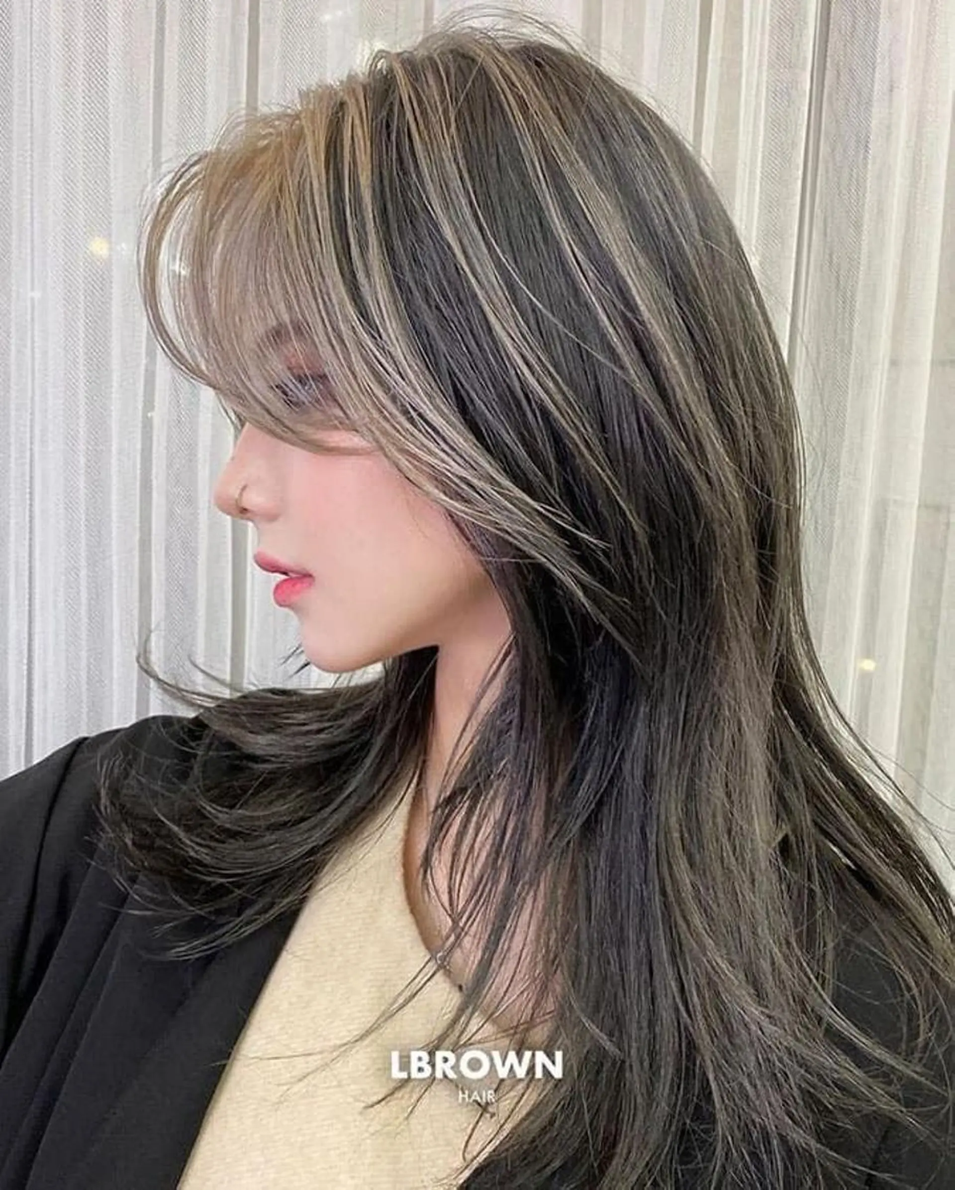 セミロング カラー メンズ 山崎/ボブ縮毛矯正 レイヤー髪質改善のヘアスタイル