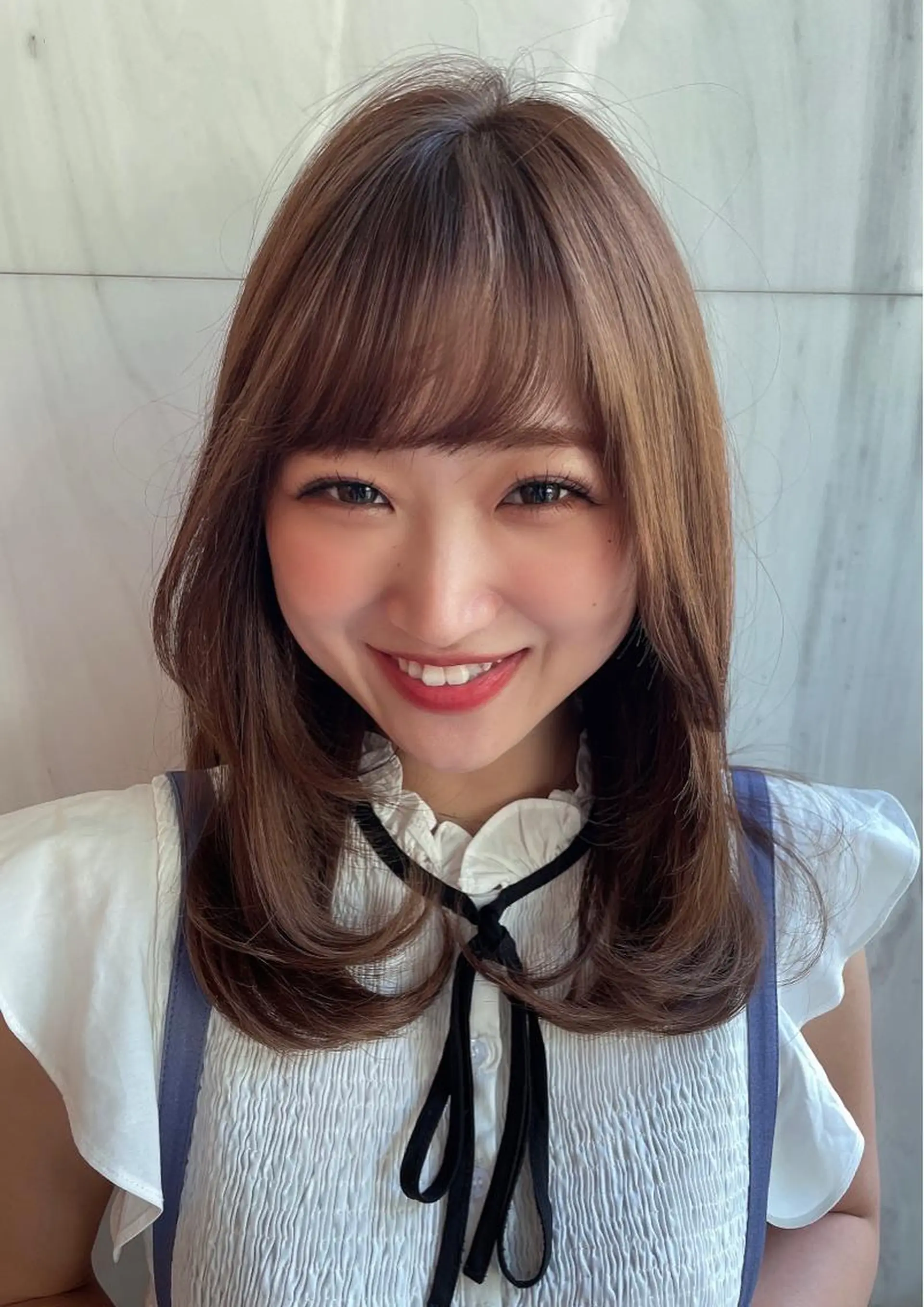 セミロング カラー ベージュカラー 黒髪 ブリーチ ブルーカラー ブルーブラック 木屋元一/透明感 /前髪/ショートボブのヘアスタイル