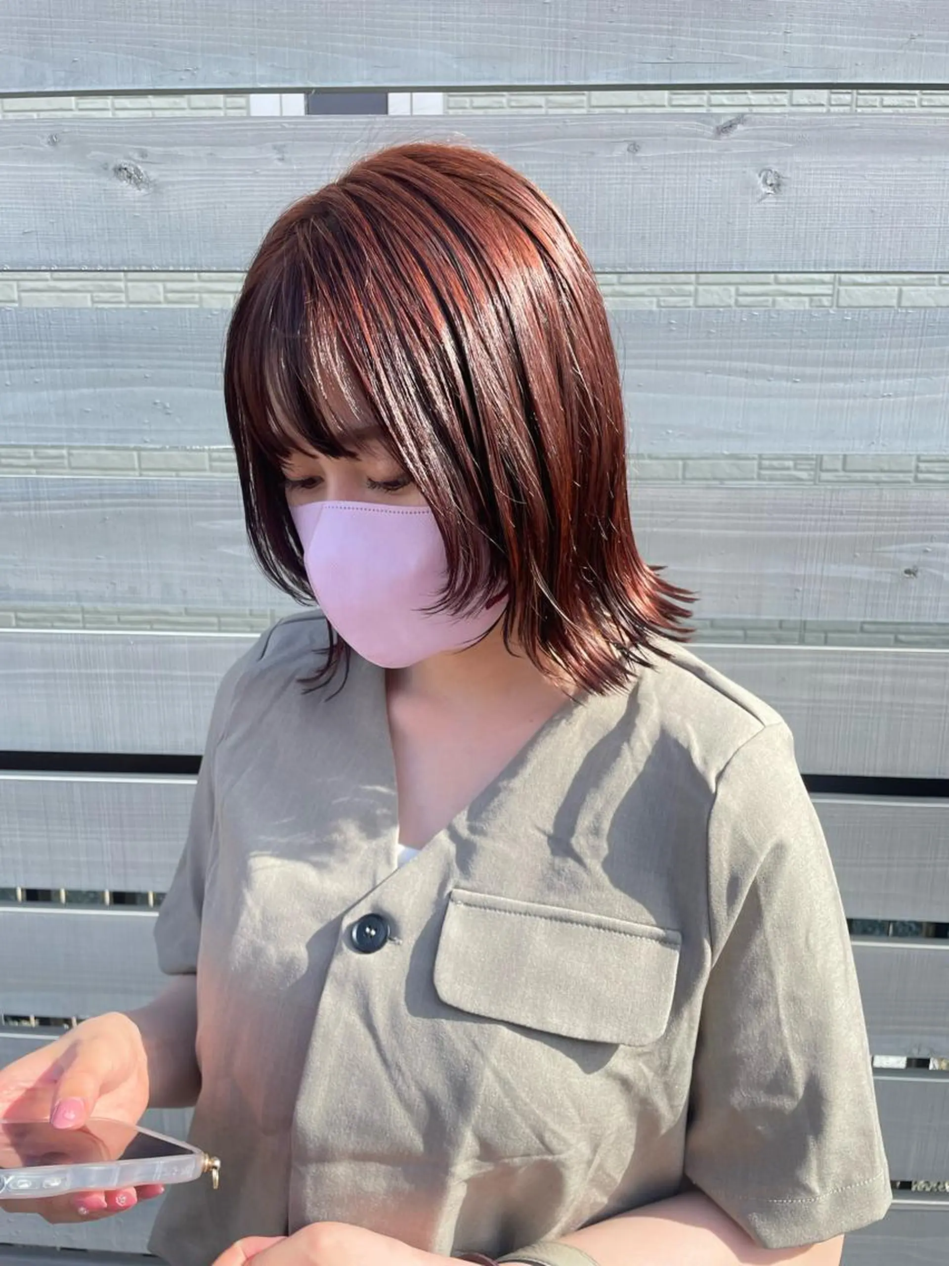 ミディアム カラー カット ヘアカラー トリートメント ひなた ブリーチ/渋谷のヘアスタイル