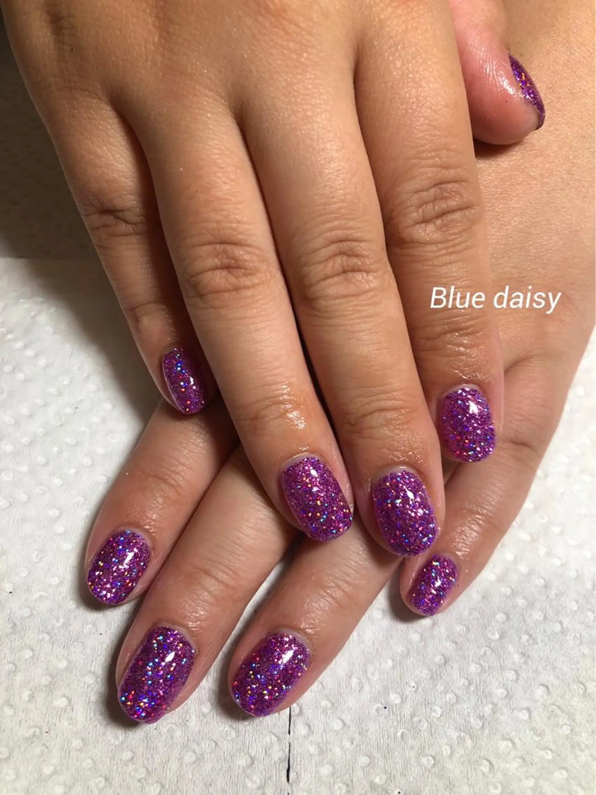 ネイル ラメ(グリッター) Blue daisy 栄本店のネイルデザイン