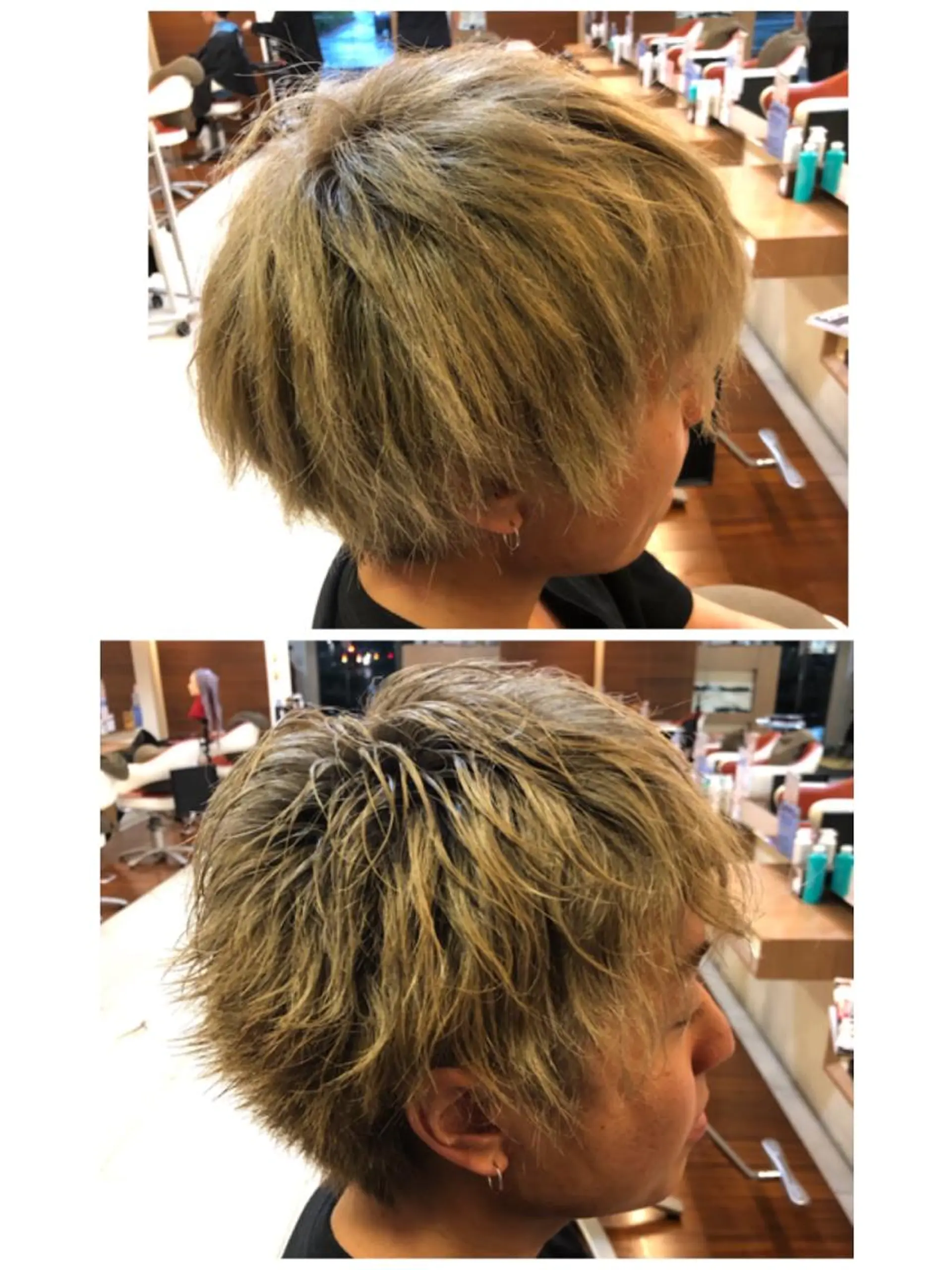 ショート メンズ カット 塩谷黎✨ブリーチ無W カラーメンズパーマ✨のヘアスタイル