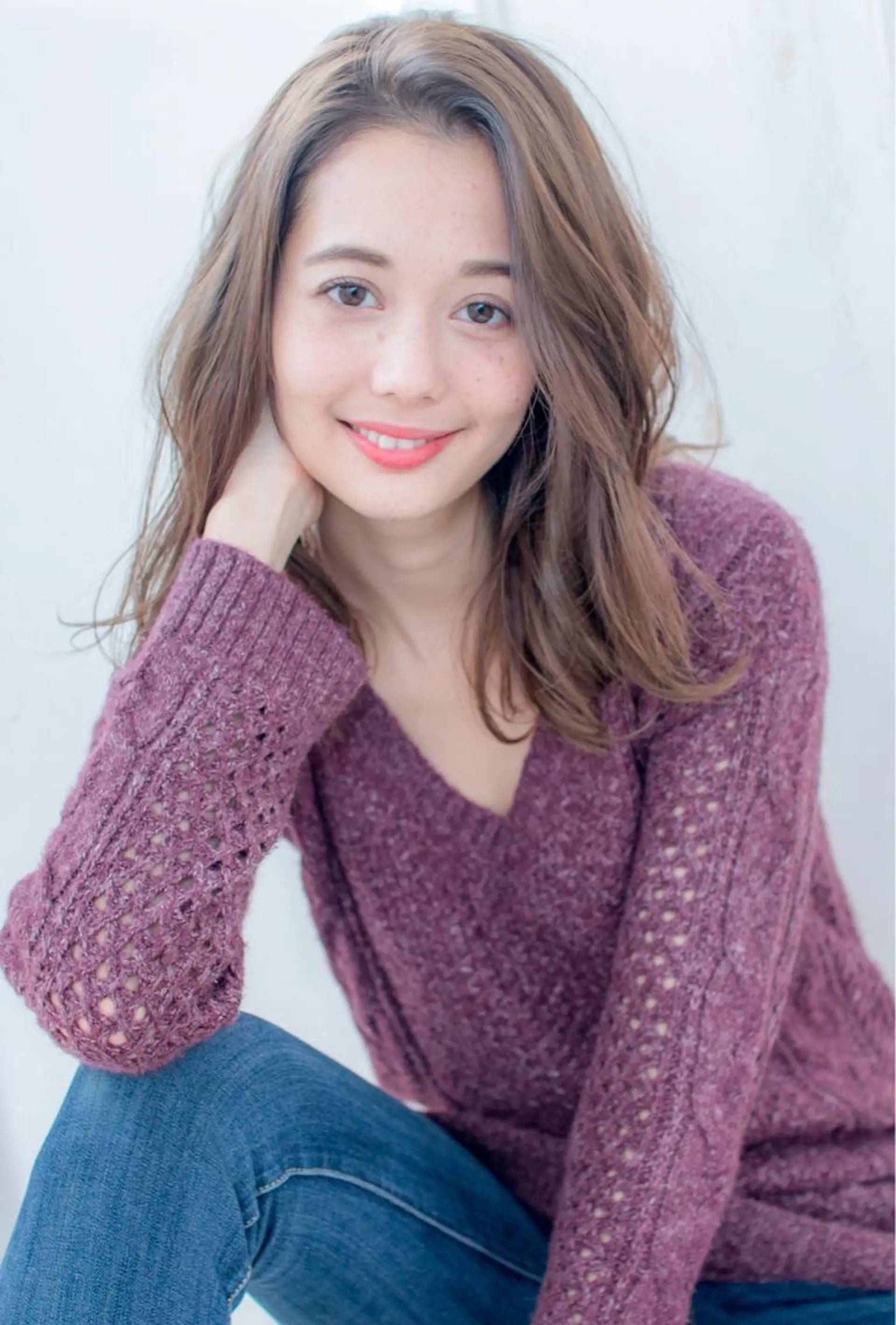 セミロング カラー パーマ アッシュ ベージュカラー 透明感カラー 上田 ヒロツグのヘアスタイル