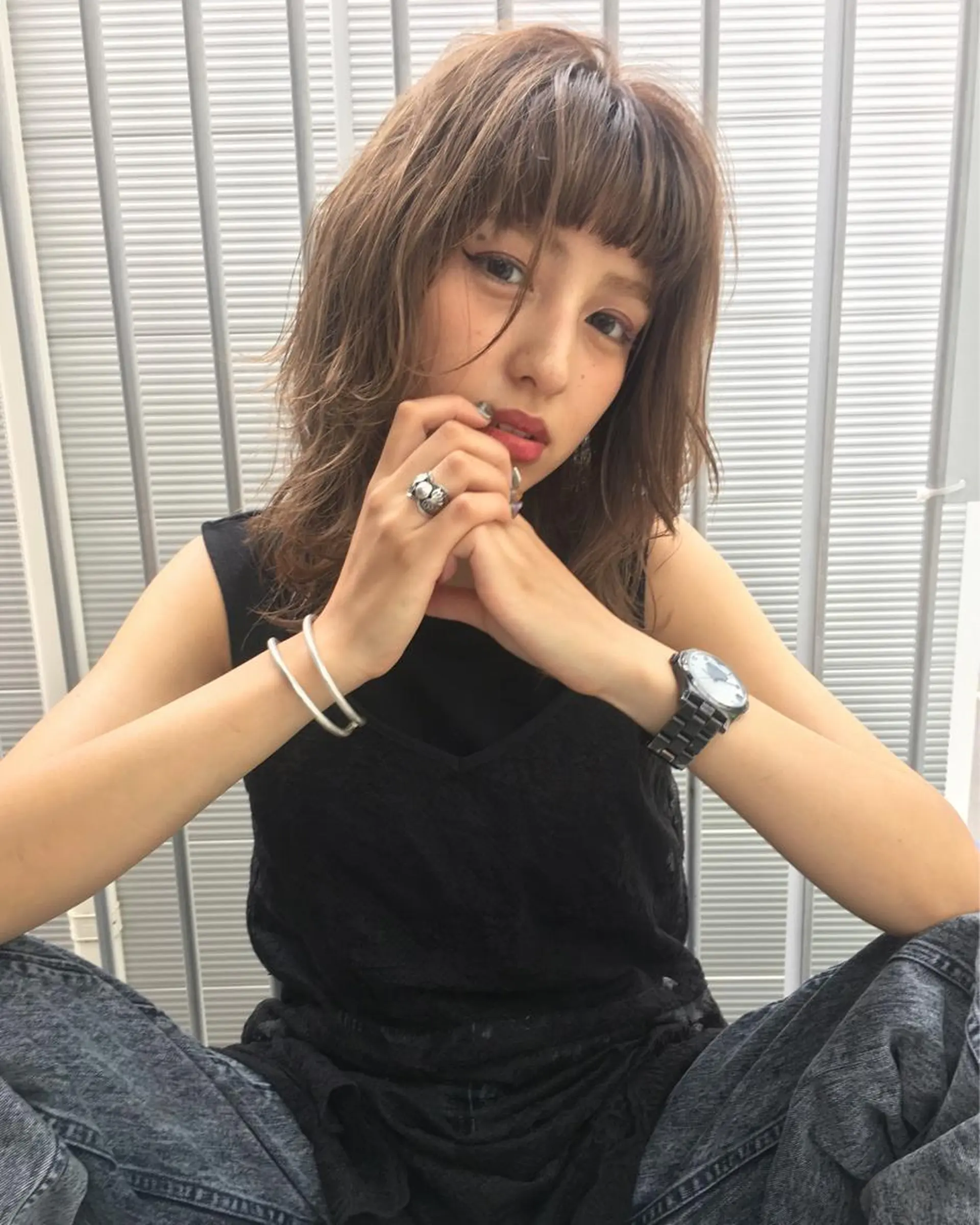 ミディアム カラー レイヤーカット BLend 渋谷のヘアスタイル