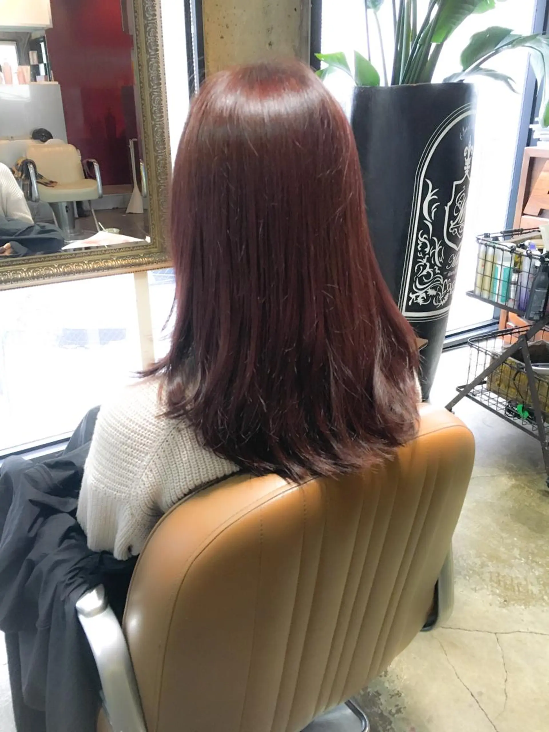 セミロング カラー ボルドーカラー 北條 優輝のヘアスタイル