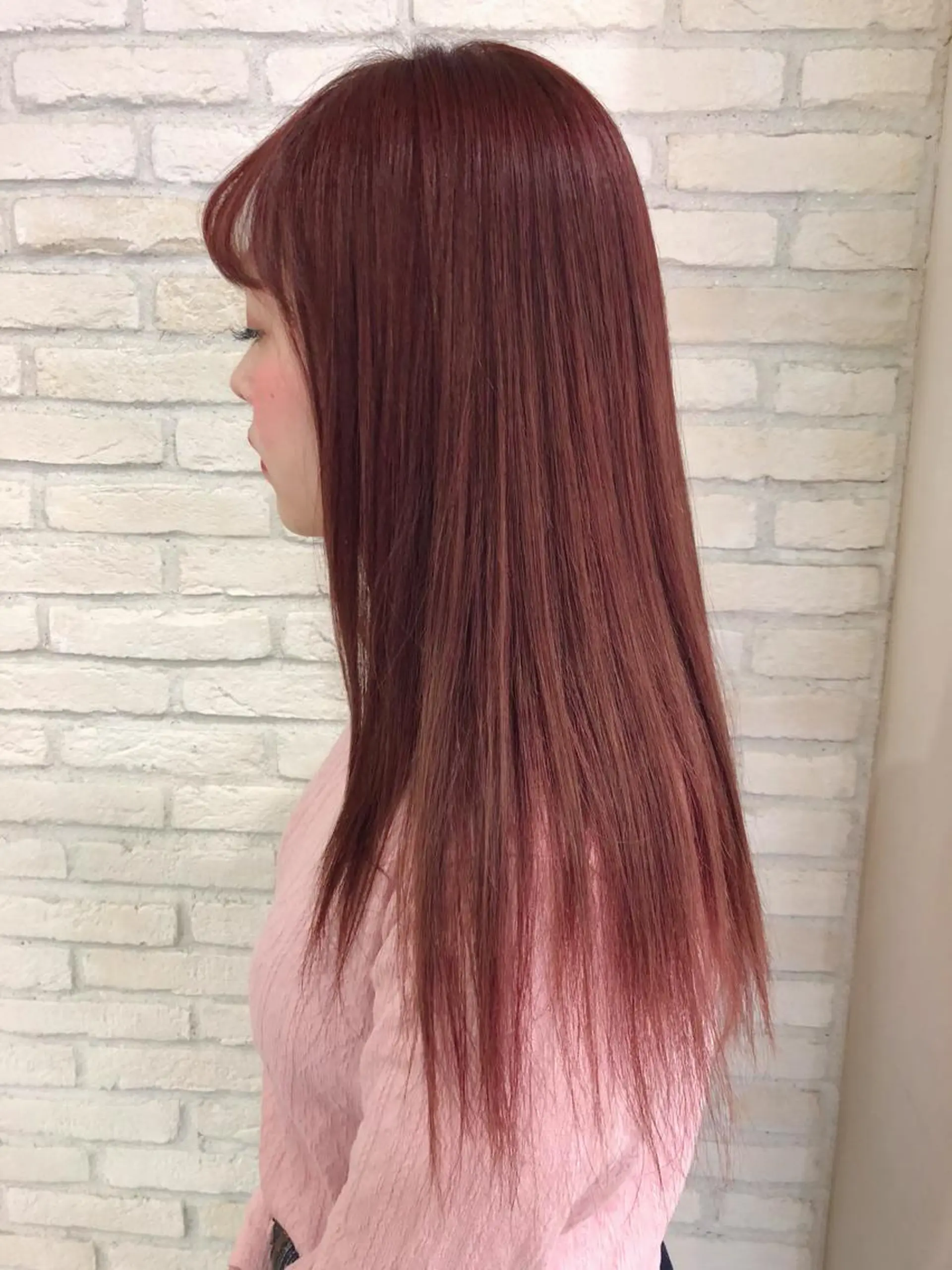 ロング カラー ベージュカラー ピンクカラー ピンクベージュ HAUS 片山みほのヘアスタイル