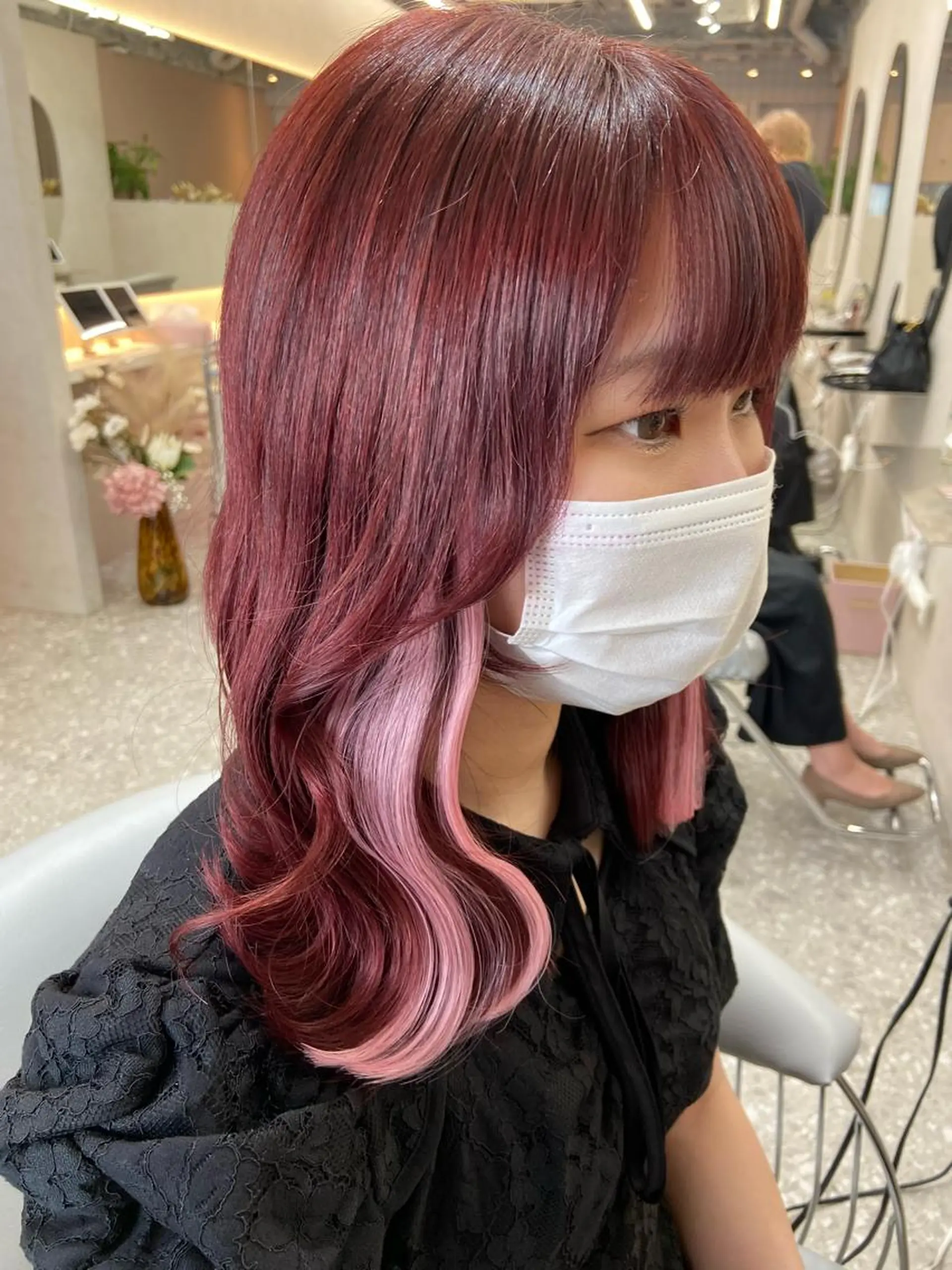 ミディアム カラー ヘアカラー トリートメント エクステ 新宿/韓国ヘア 中明度カラー/かやのヘアスタイル