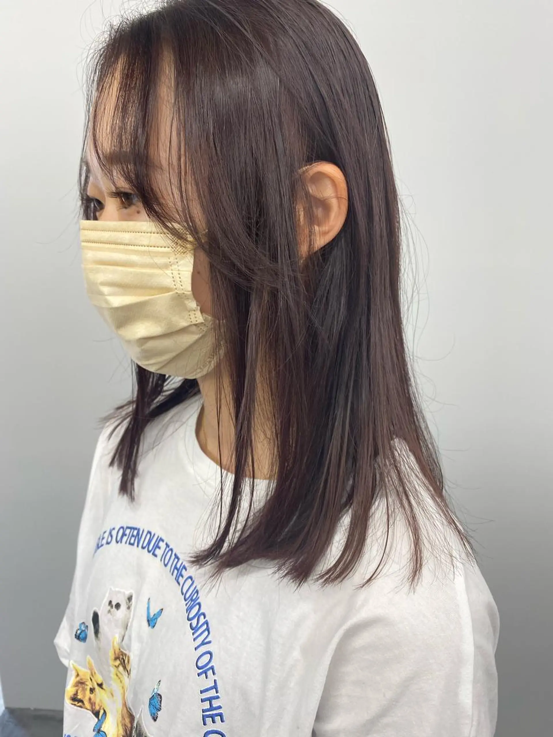 ミディアム カラー ブリーチ ブラウンカラー ブリーチなしカラー ピンクカラー ピンクブラウン 寒河江 友花のヘアスタイル